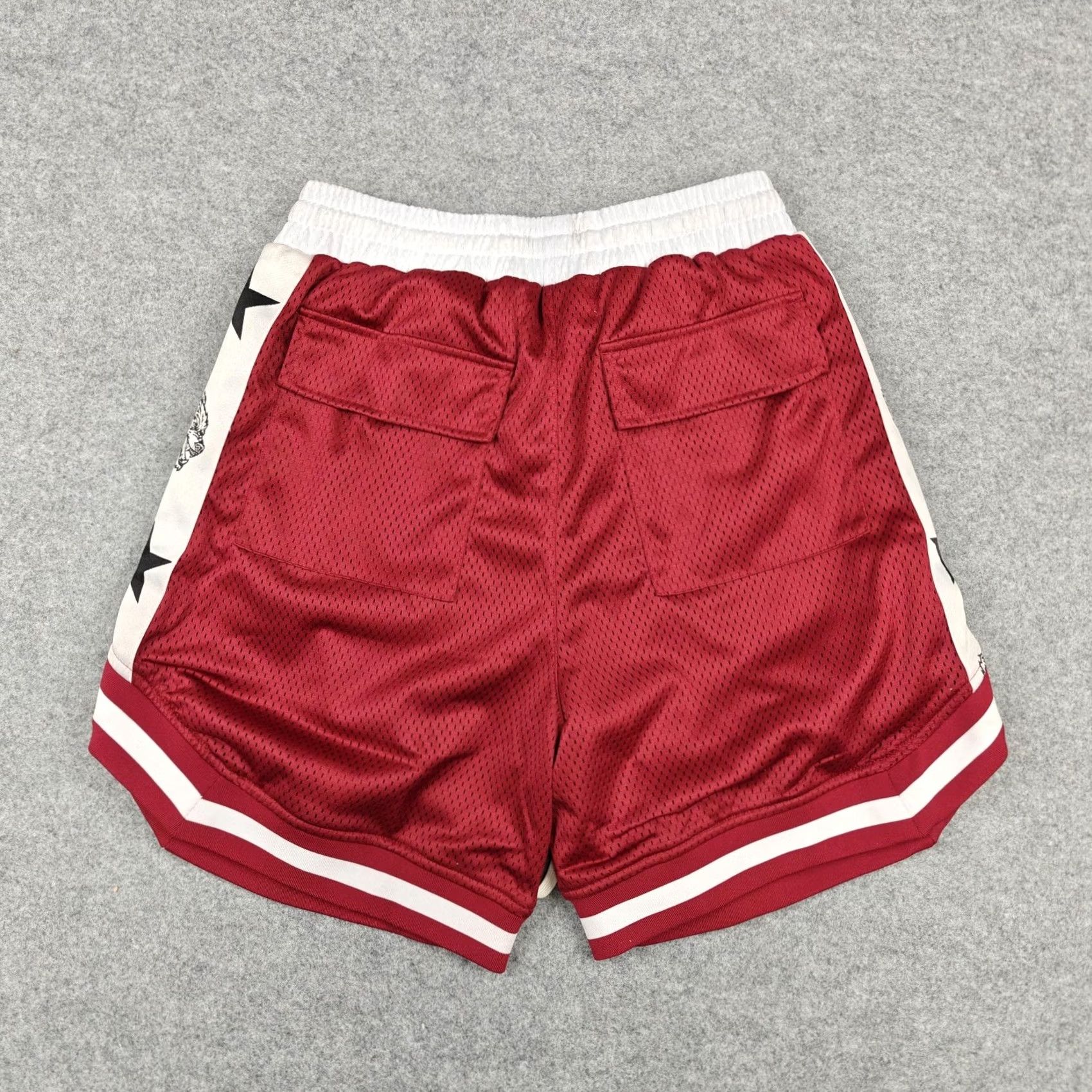 Darc Sport Darc Sport Wolf Basketball Shorts Mens Medium Maroon Zip Pockets New Size US 31 - 5 Thumbnail