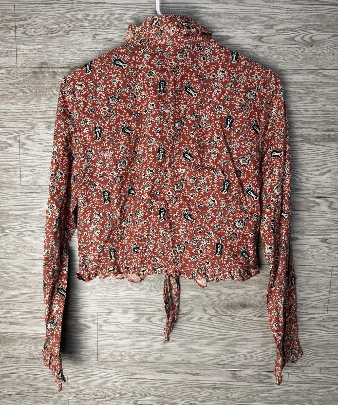 Other Vintage Roughrider By Circle Paisley Tie Front Crop Blouse Size S / US 4 / IT 40 - 3 Thumbnail