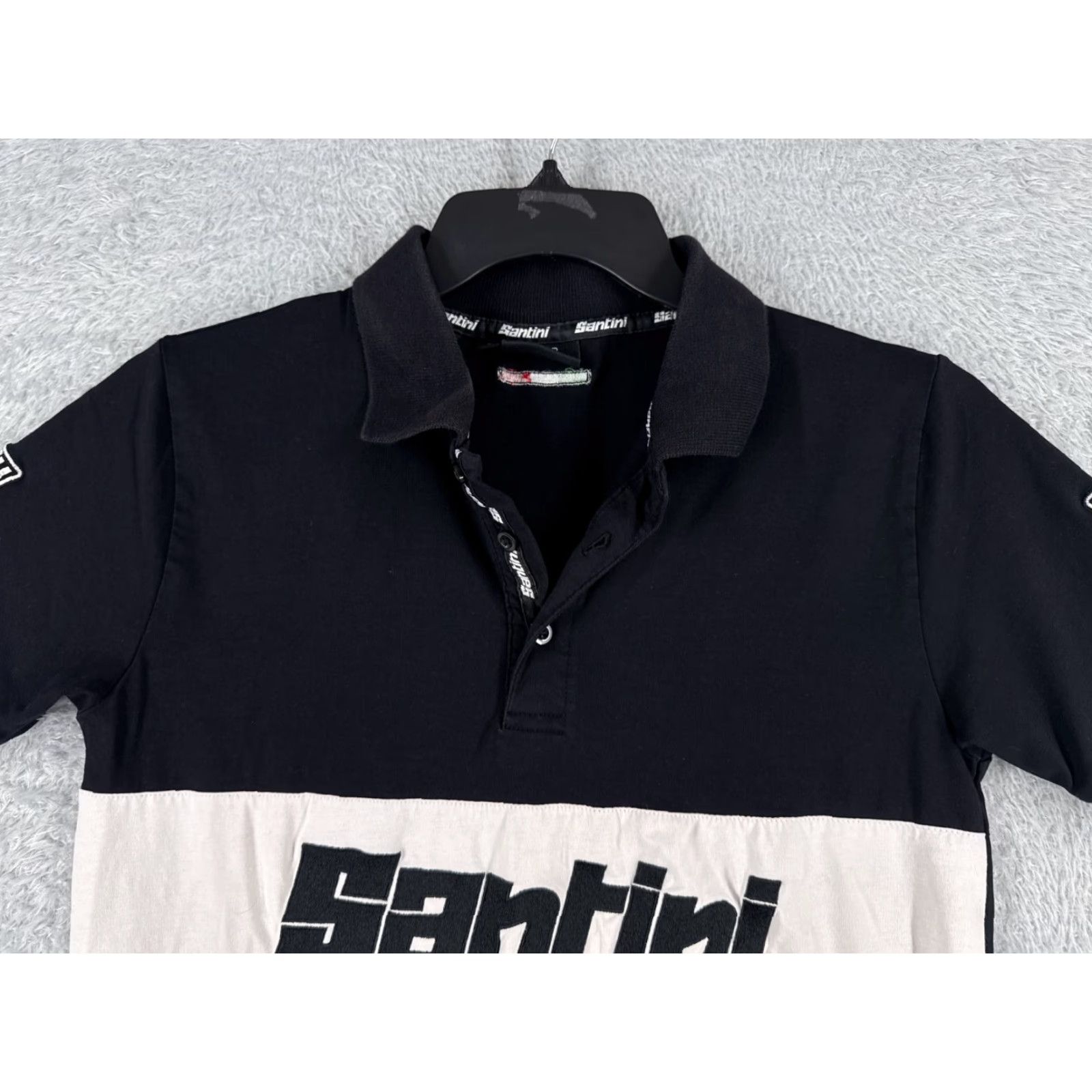 Vintage Santini Polo Shirt Men Small Black White Cycling Gear Cotton Blend Shirt Mens Polo Size US S / EU 44-46 / 1 - 4 Thumbnail