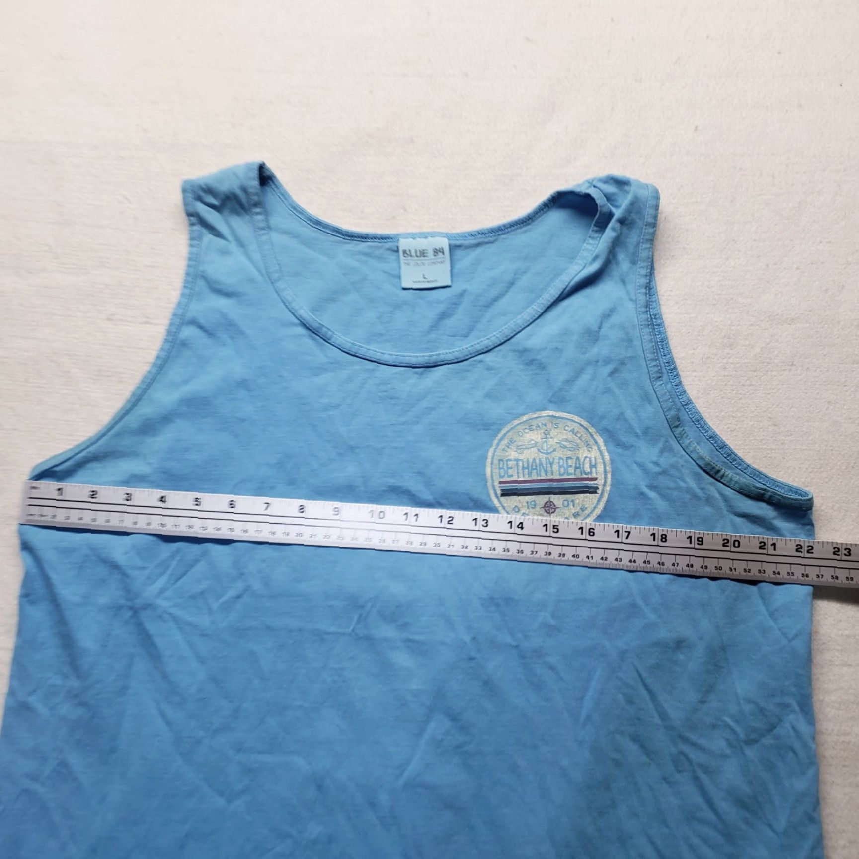 Vintage Bethany Beach Delaware DE Blue Tank Top Tee T-Shirt Adult Men's Size L Large Shirt Mens Blue Beach Graphic Tee 90s Size US L / EU 52-54 / 3 - 5 Thumbnail