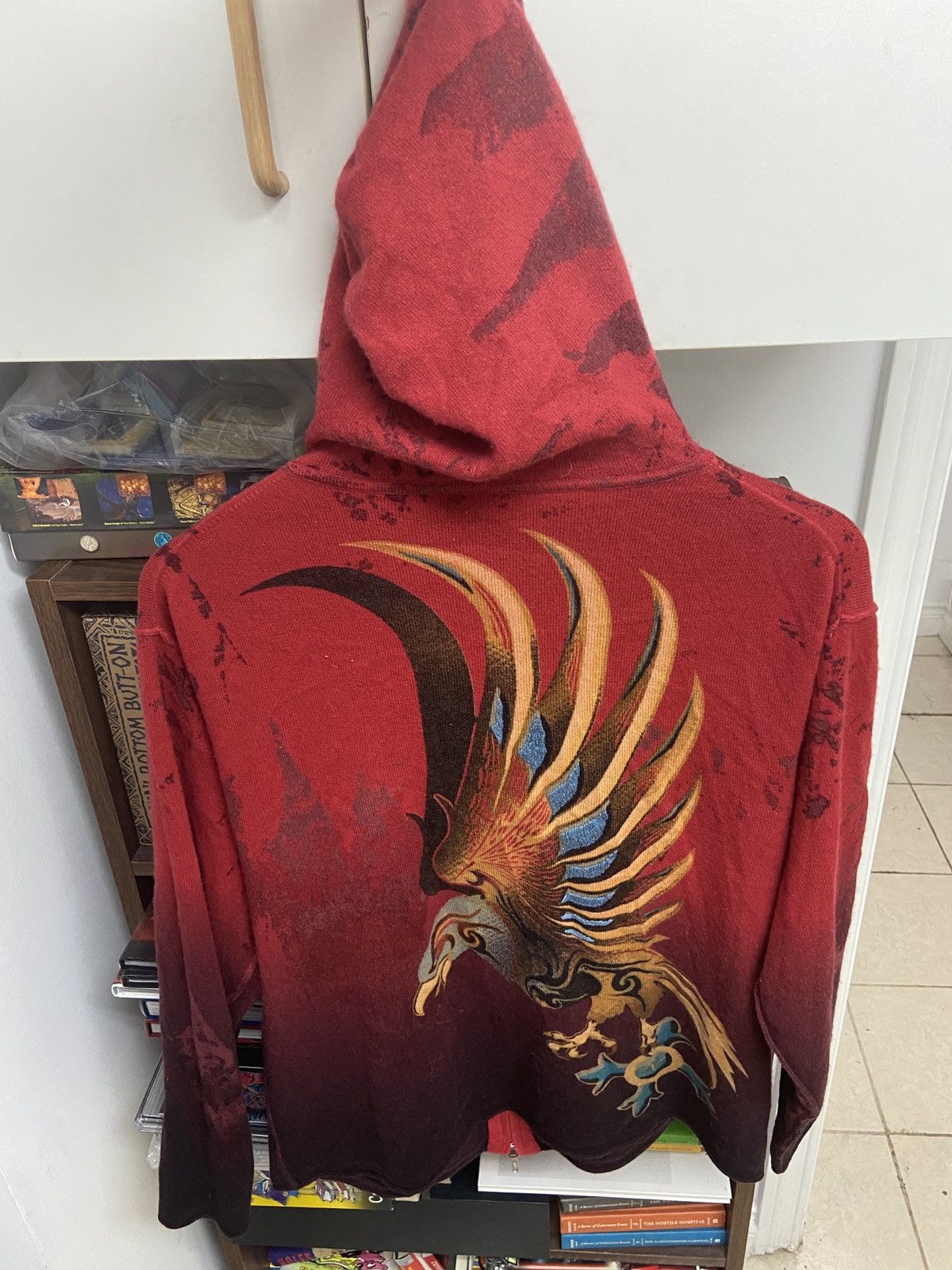 Other Y2K Raw7 100% Cashmere Red Black Ombre Phoneix Zip-Up Hoodie Size US L / EU 52-54 / 3 - 3 Thumbnail