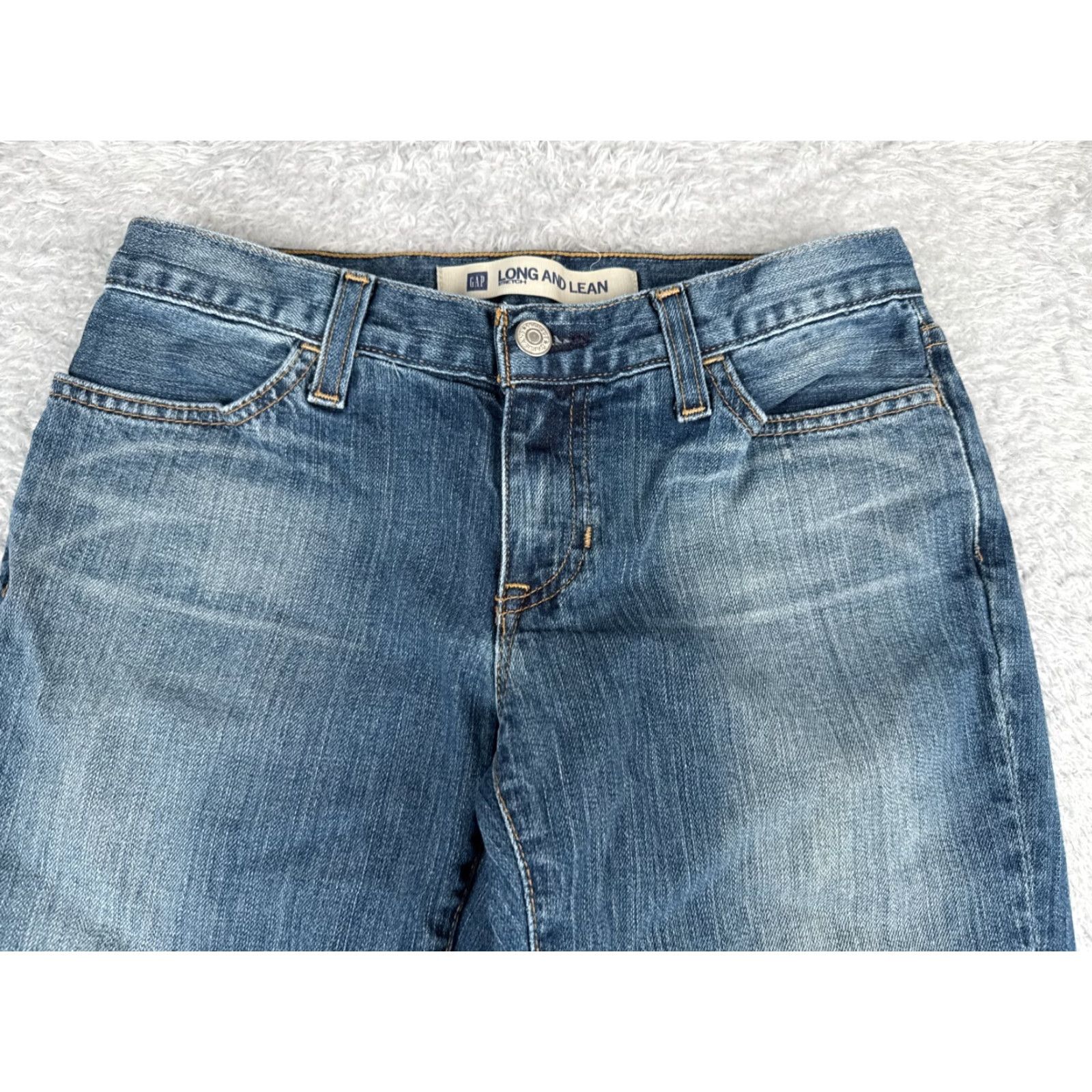 Gap VINTAGE Gap Jeans Womens Blue Bootcut Long And Lean 27x32 Jeans Distressed 100% Cotton Relaxed Regular US Made 2 XS? Size 26" / US 2 / IT 38 - 4 Thumbnail