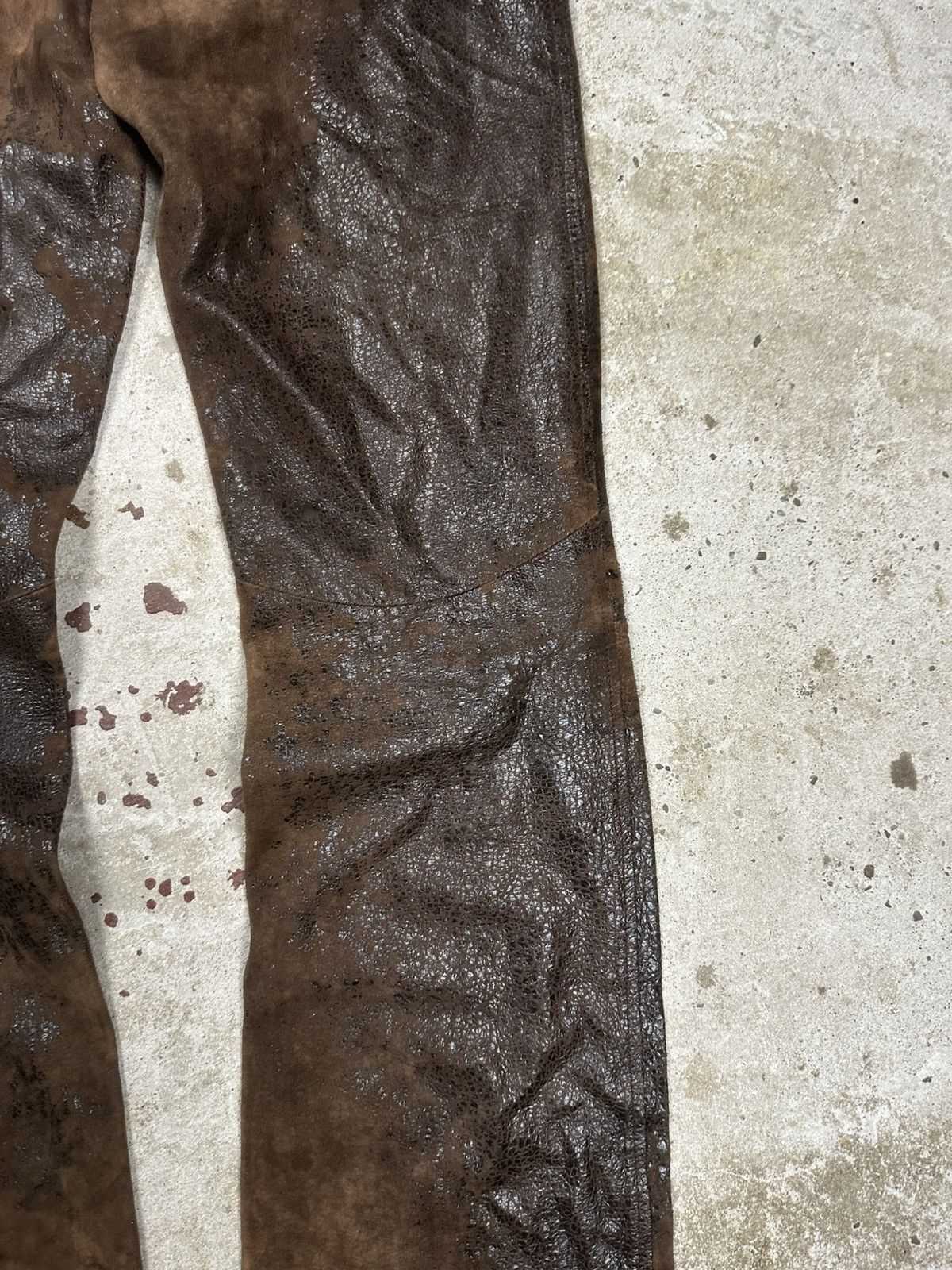 Roberto Cavalli AW2000 Roberto Cavalli Brown Leather Eroded Burnt Pants Size US 30 / EU 46 - 21 Thumbnail