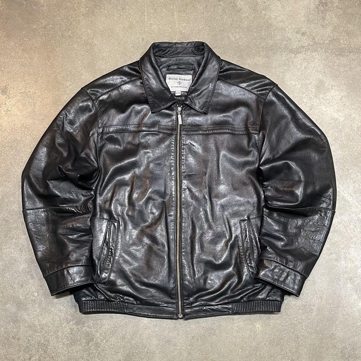Vintage Vintage Boston Harbour Distressed Leather Bomber Jacket Size US XL / EU 56 / 4 - 1 Thumbnail