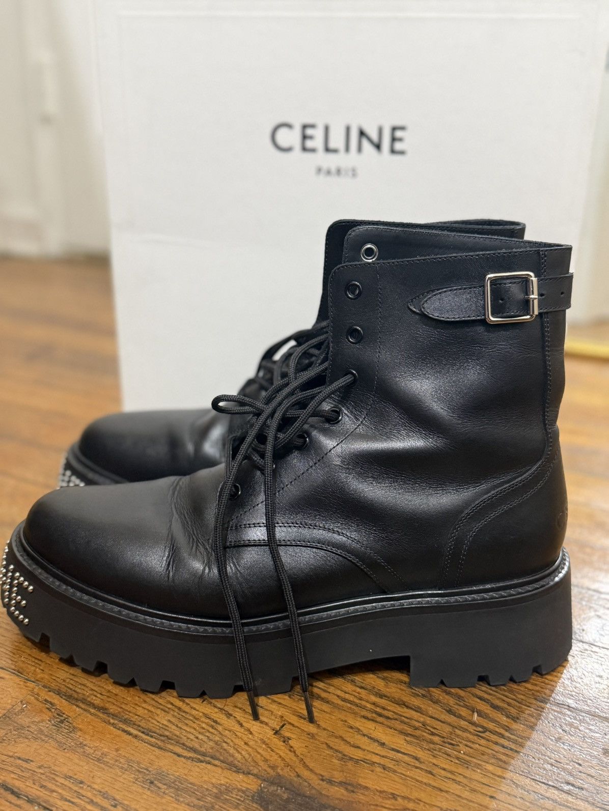 Celine Cosmic Cruiser Studded Combat Boot Size US 12 / EU 45 - 5 Thumbnail