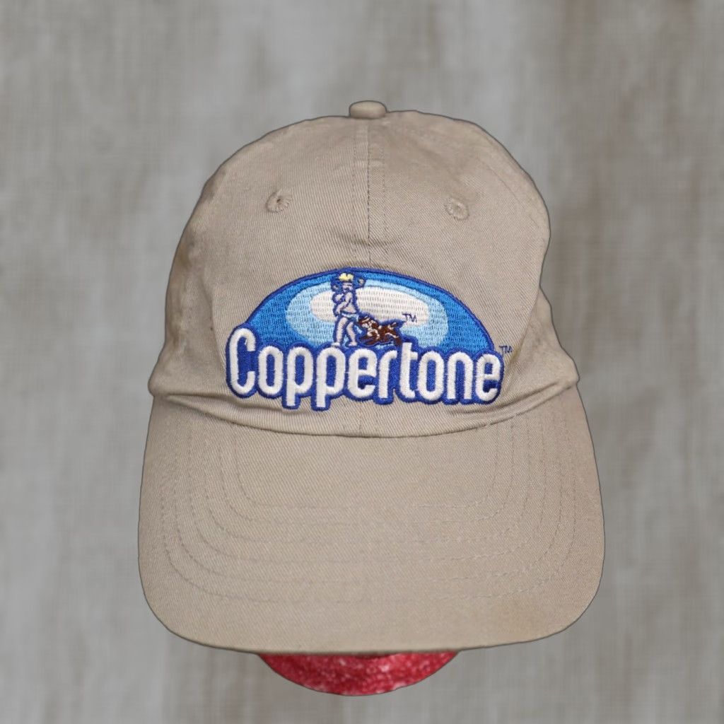 Bally Coppertone Hat Ball Cap Adjustable Khaki Unisex Adults Coppertone Pattern Embroidered Casual Men’s Women’s Size ONE SIZE - 1 Thumbnail