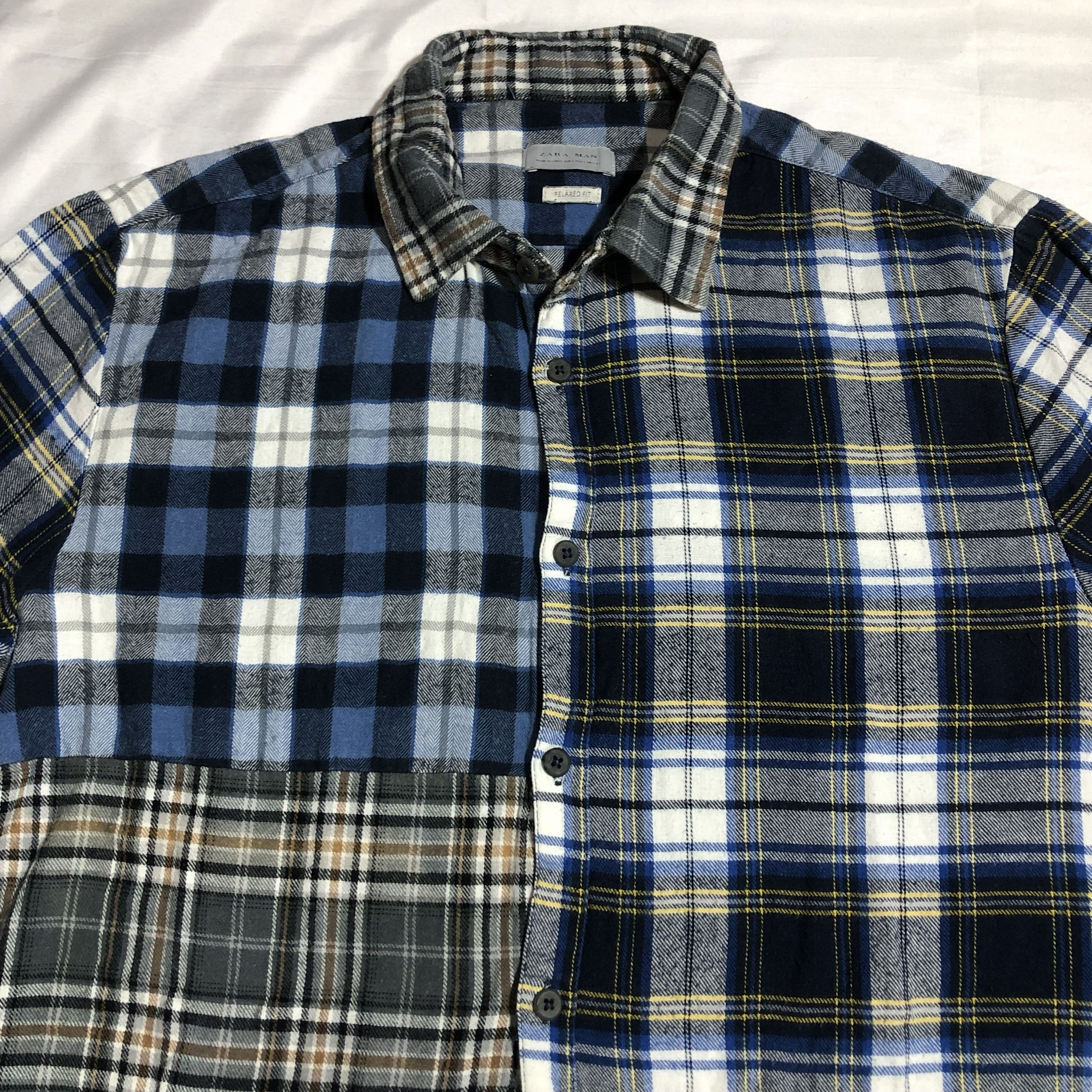 Zara Man Patchwork Flannel Shirt Size US L / EU 52-54 / 3 - 5 Thumbnail