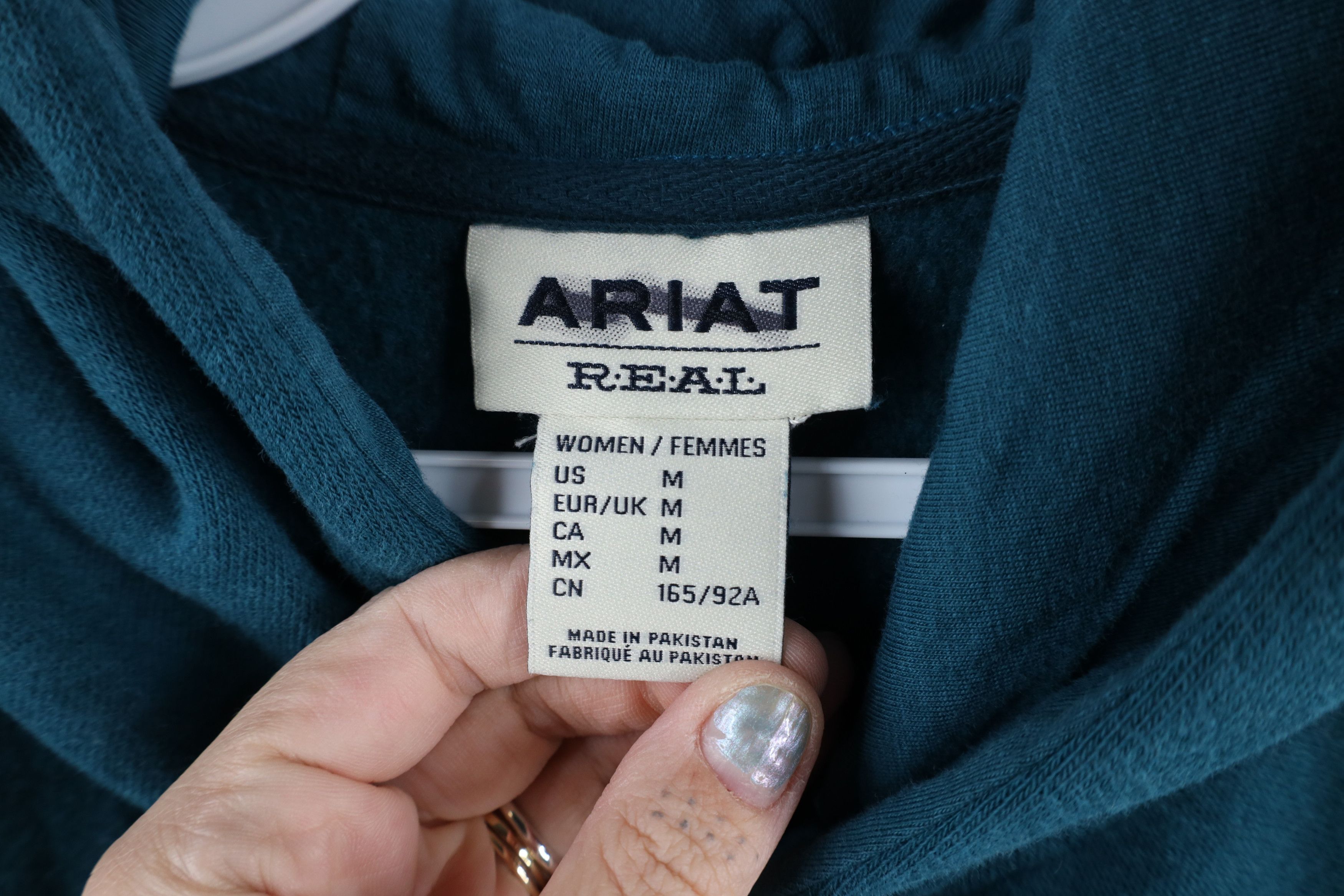 Ariat × Vintage Ariat REAL Classic Logo Spell Out Hoodie Sweatshirt Blue Size M / US 6-8 / IT 42-44 - 6 Thumbnail