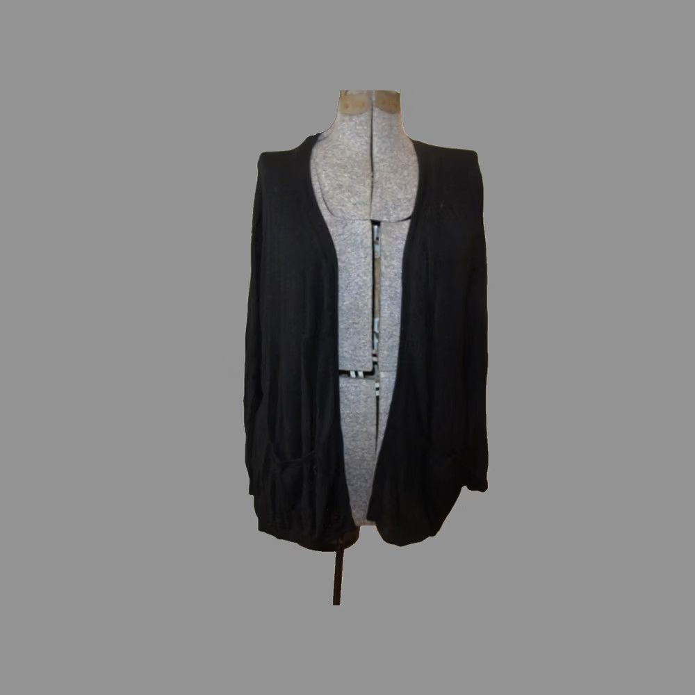Vintage Cardigan Sweater Women's Size 8 Black 100% Viscose Long Sleeve Open Front Size M / US 6-8 / IT 42-44 - 1 Thumbnail