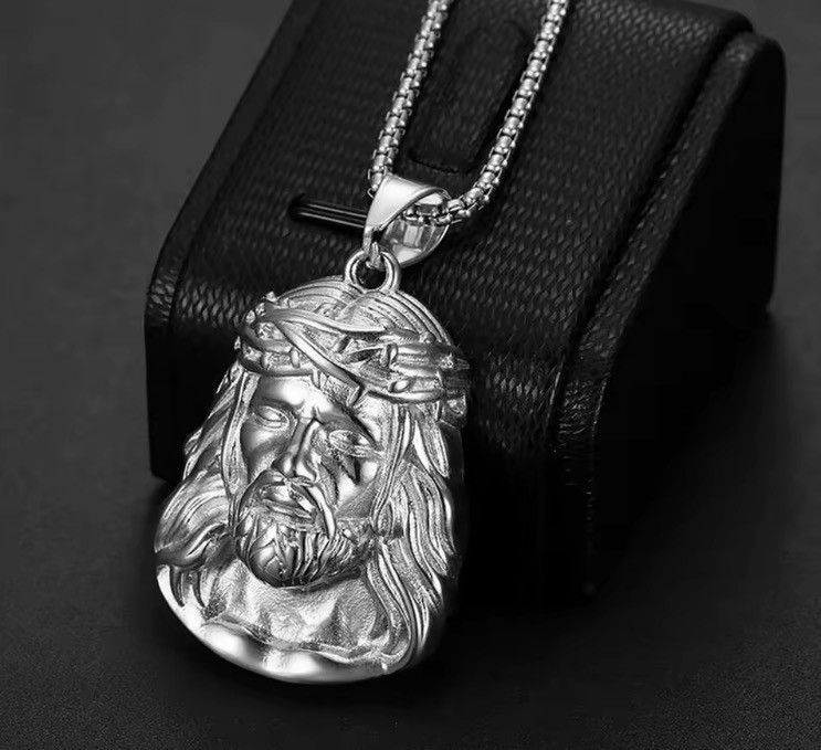 Other Silver Chain Rope Chain 20in 2mm and Gold Jesus Piece Head Size ONE SIZE - 3 Thumbnail