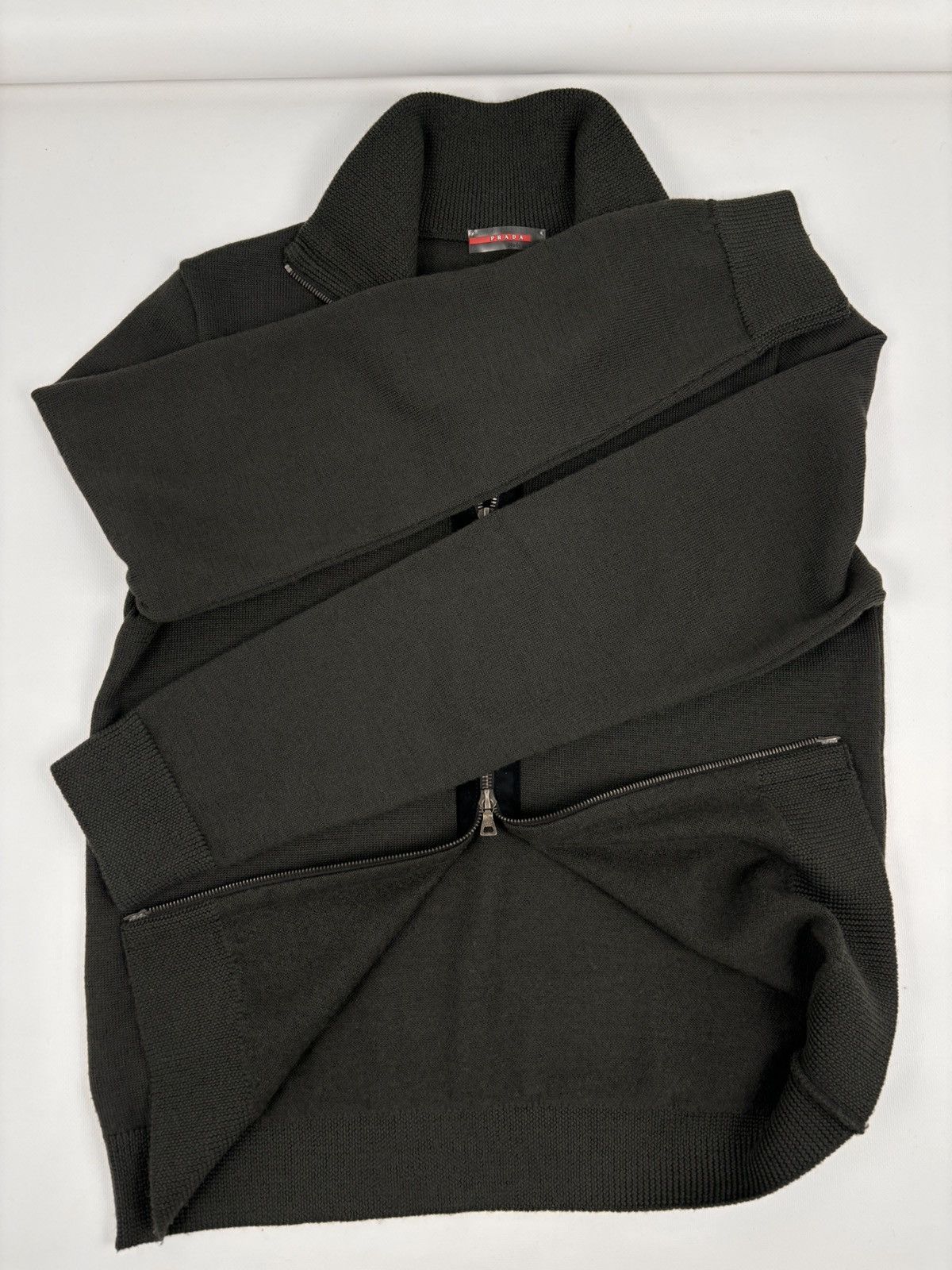 Miu Miu VTG Archive Knit Wool-Leather Zip Sweater High Collar Jumper Size US M / EU 48-50 / 2 - 15 Thumbnail