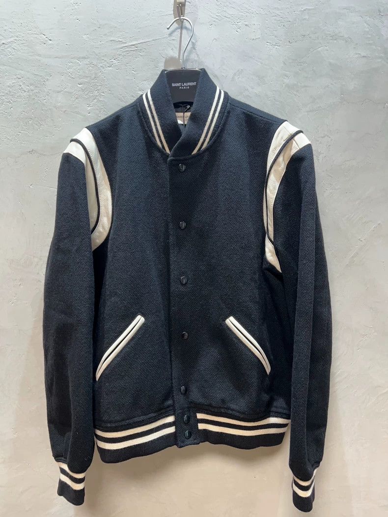 Saint Laurent Classic Black and White Baseball Jacket