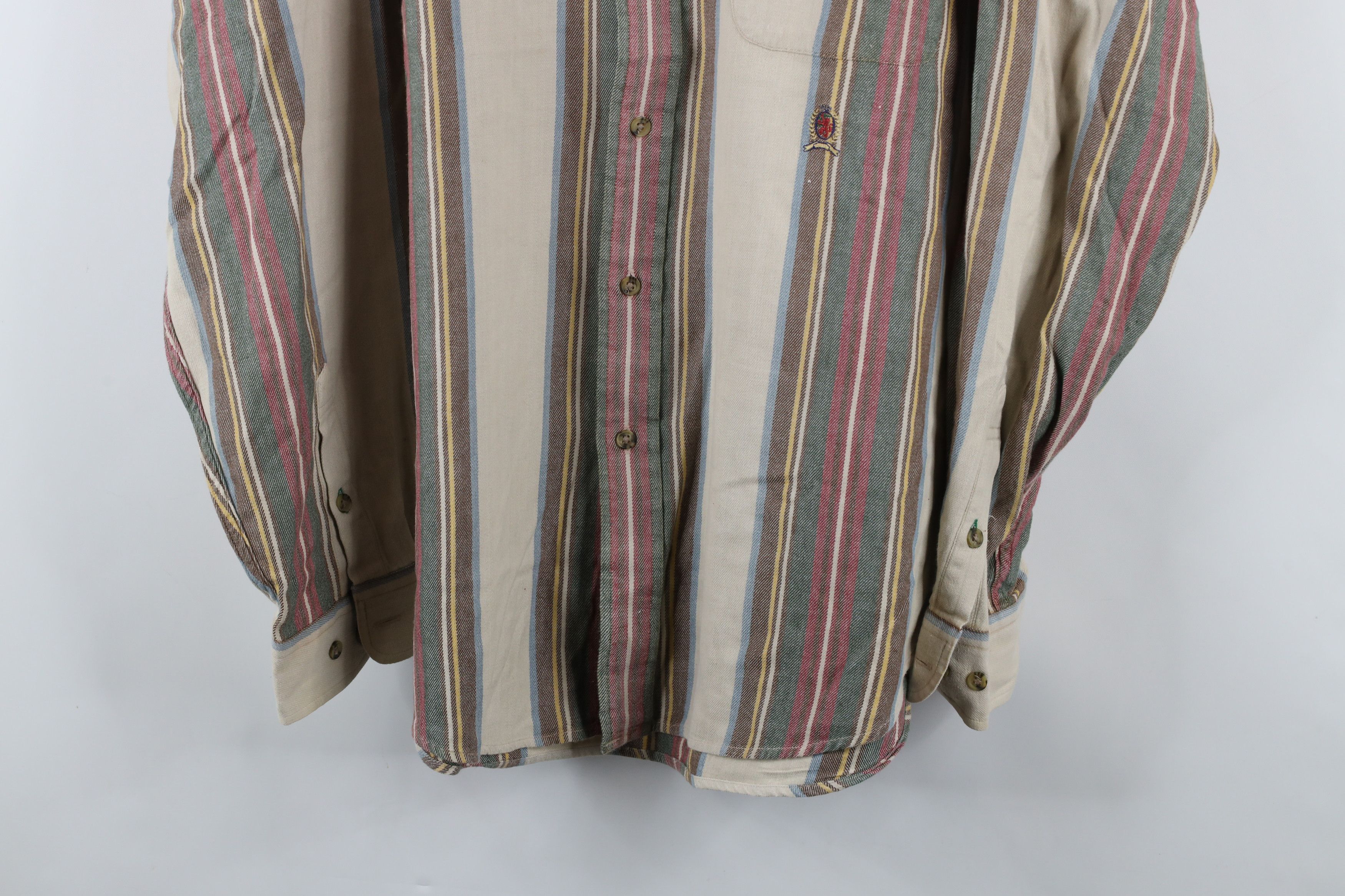 Tommy Hilfiger × Vintage Vintage 90s Tommy Hilfiger Striped Flannel Button Down Shirt Size US L / EU 52-54 / 3 - 3 Thumbnail