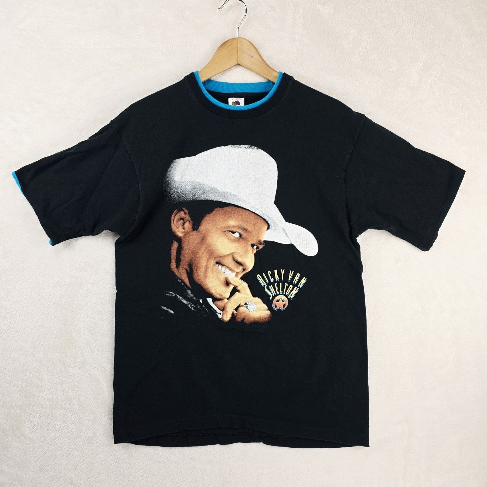 Fruit Of The Loom Vintage Ricky Van Shelton Shirt Large Black 90s Country Band Size US L / EU 52-54 / 3 - 2 Thumbnail