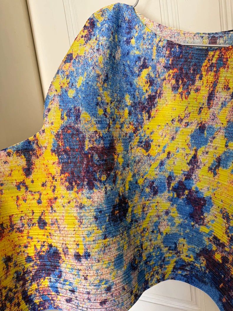 Issey Miyake Issey Miyake size:3 Yellow and blue starry sky pleated lon Size S / US 4 / IT 40 - 6 Thumbnail