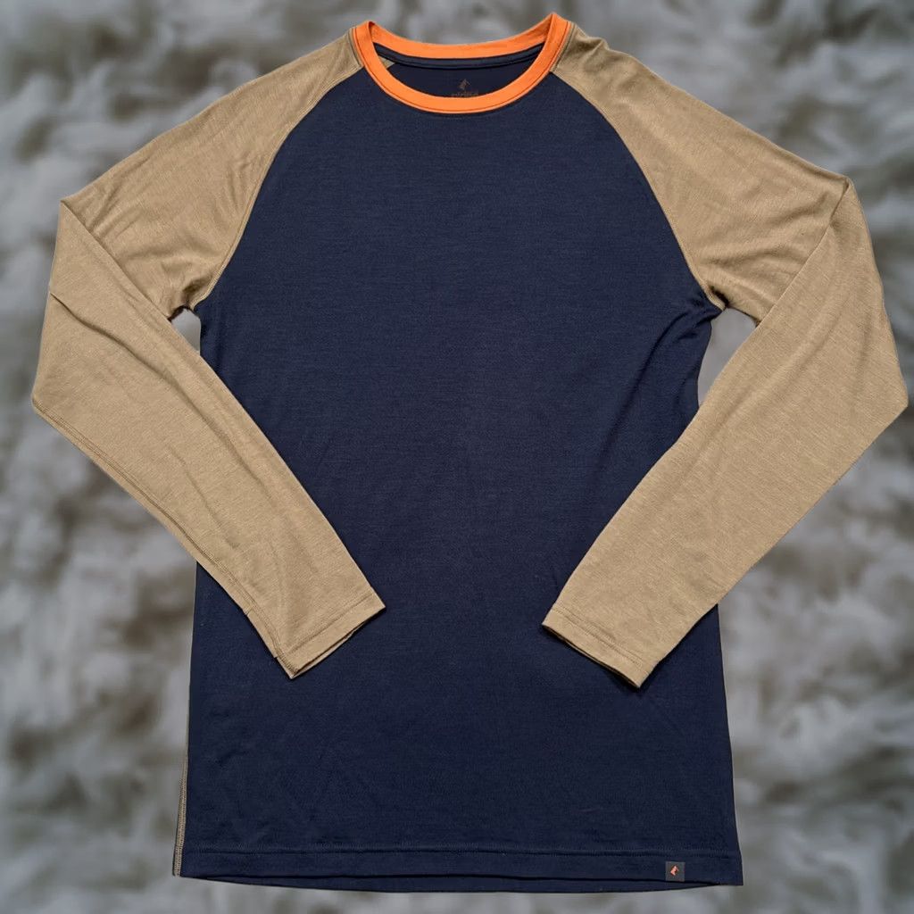 Layer 8 Merino Ridge Shirt Mens Medium Blue Brown Performance L/S Base Layer Outdoor Size US M / EU 48-50 / 2 - 1 Thumbnail