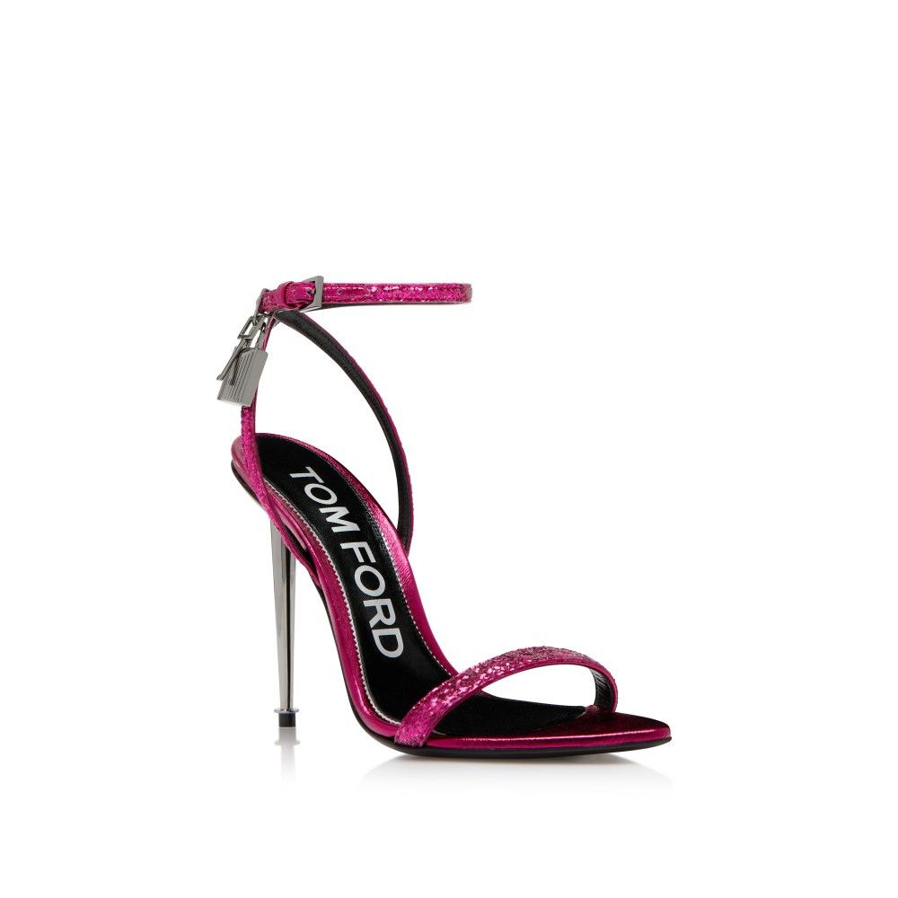 Tom Ford o1loc1c0924 W2272 Padlock Pointy Naked Sandals in Fuchsia Size US 10 / IT 40 - 2 Thumbnail