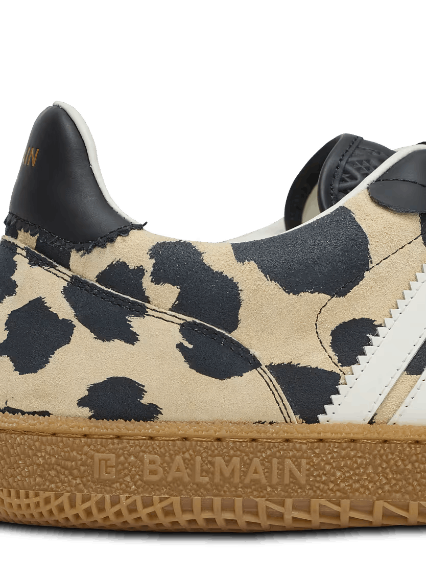Balmain o1mt1gz0326 Swan Leopard-print Low-Top Sneakers Beige/Black Size US 10 / IT 40 - 8 Thumbnail