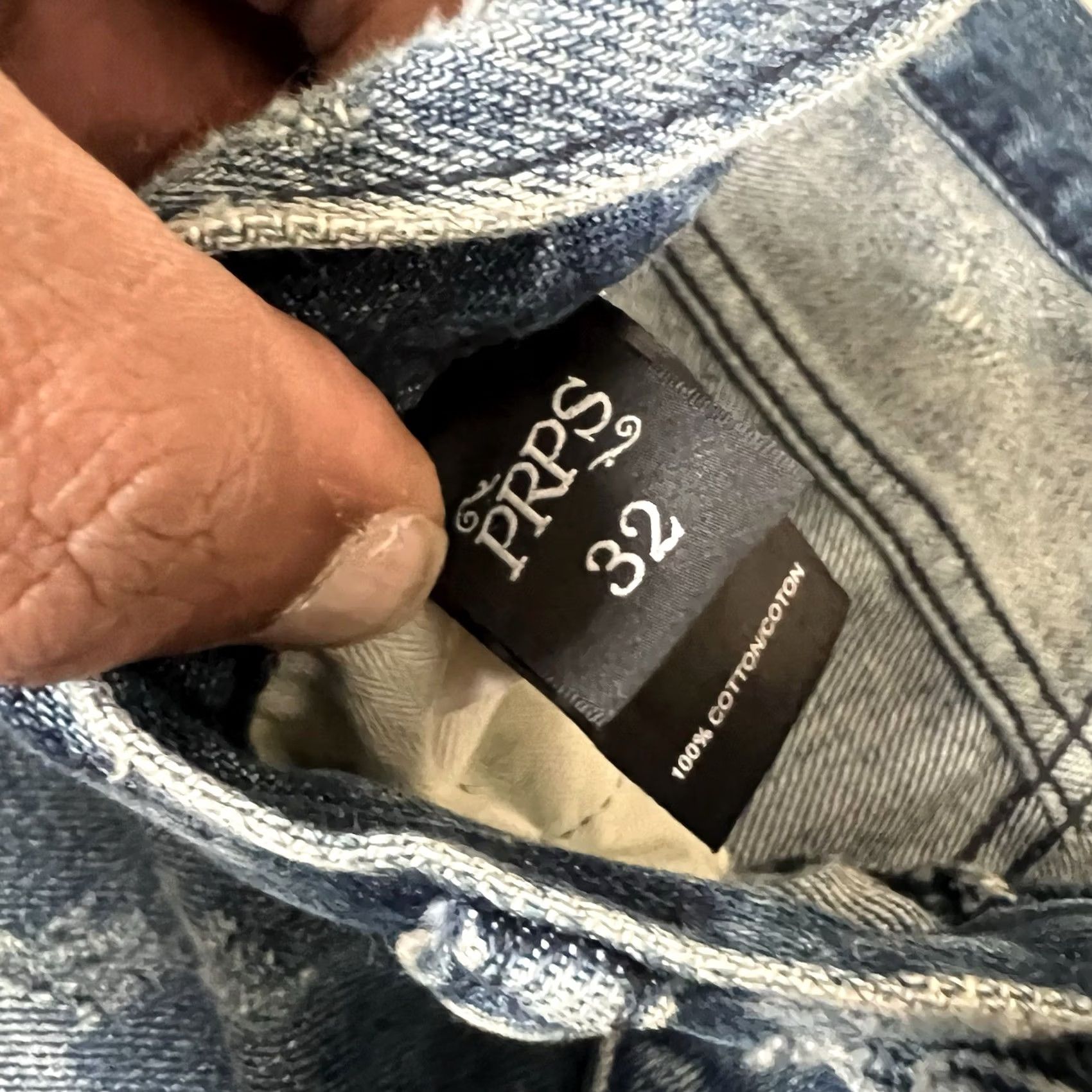Prps PRPS Jeans Dark Blue Moto Distressed Faded Straight Stretch Denim Mens Sz 32x34 Size US 32 / EU 48 - 5 Thumbnail
