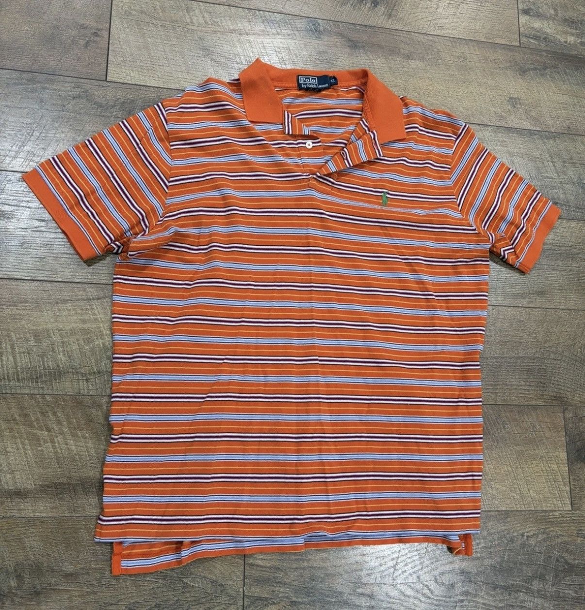 Polo Ralph Lauren Vintage Polo Ralph Lauren Striped Knit Polo Shirt Orange XL Size US XL / EU 56 / 4 - 1 Thumbnail