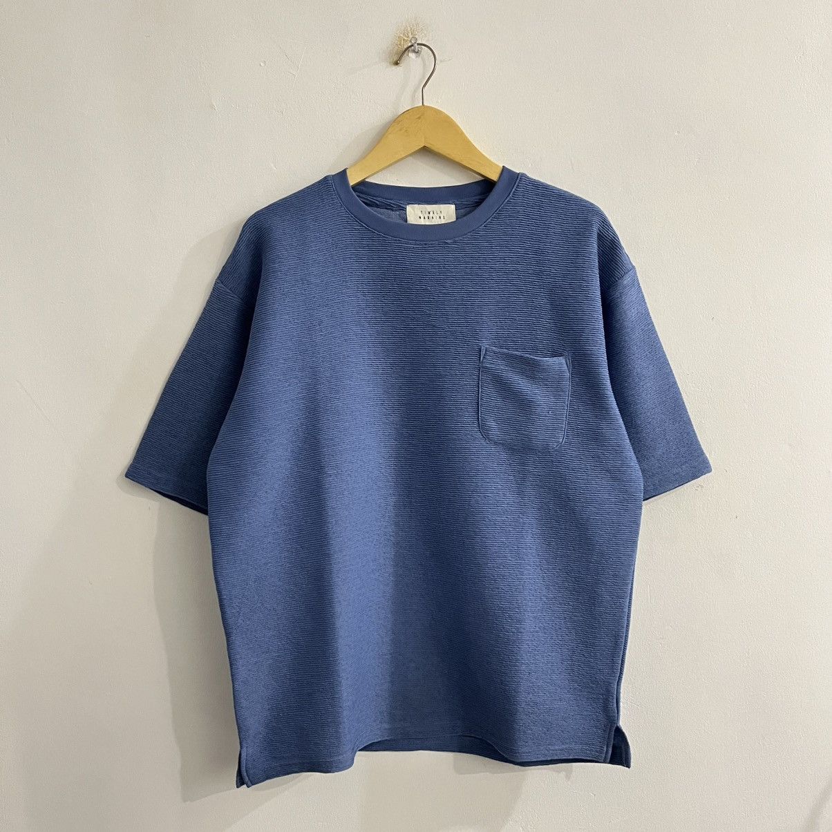 Japanese Brand Timely Warning Textured Blue Tee Size US M / EU 48-50 / 2 - 1 Thumbnail