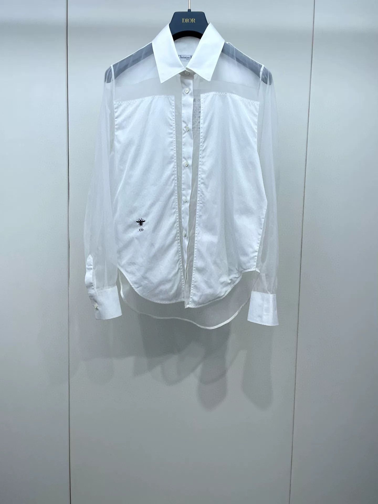 Dior Dior Embroidered Bee Tulle Sheer Shirt Size XXS / US 00 / IT 34 - 1 Thumbnail