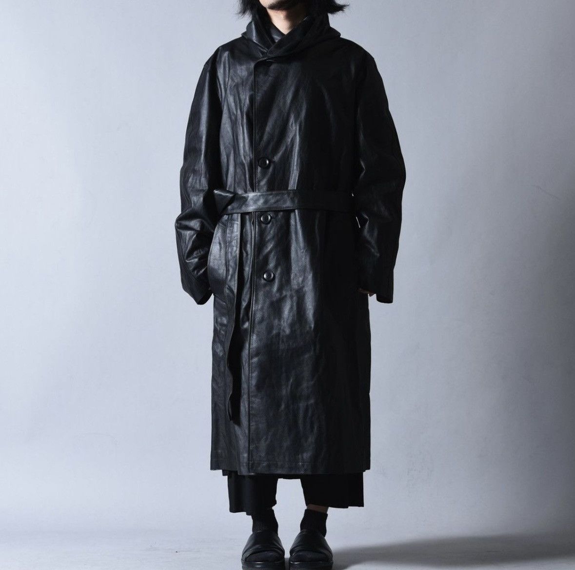Isamu Katayama Backlash × Yohji Yamamoto Yohji Yamamoto Pour Homme X Backlash Hooded Leather Coat Size US M / EU 48-50 / 2 - 12 Thumbnail
