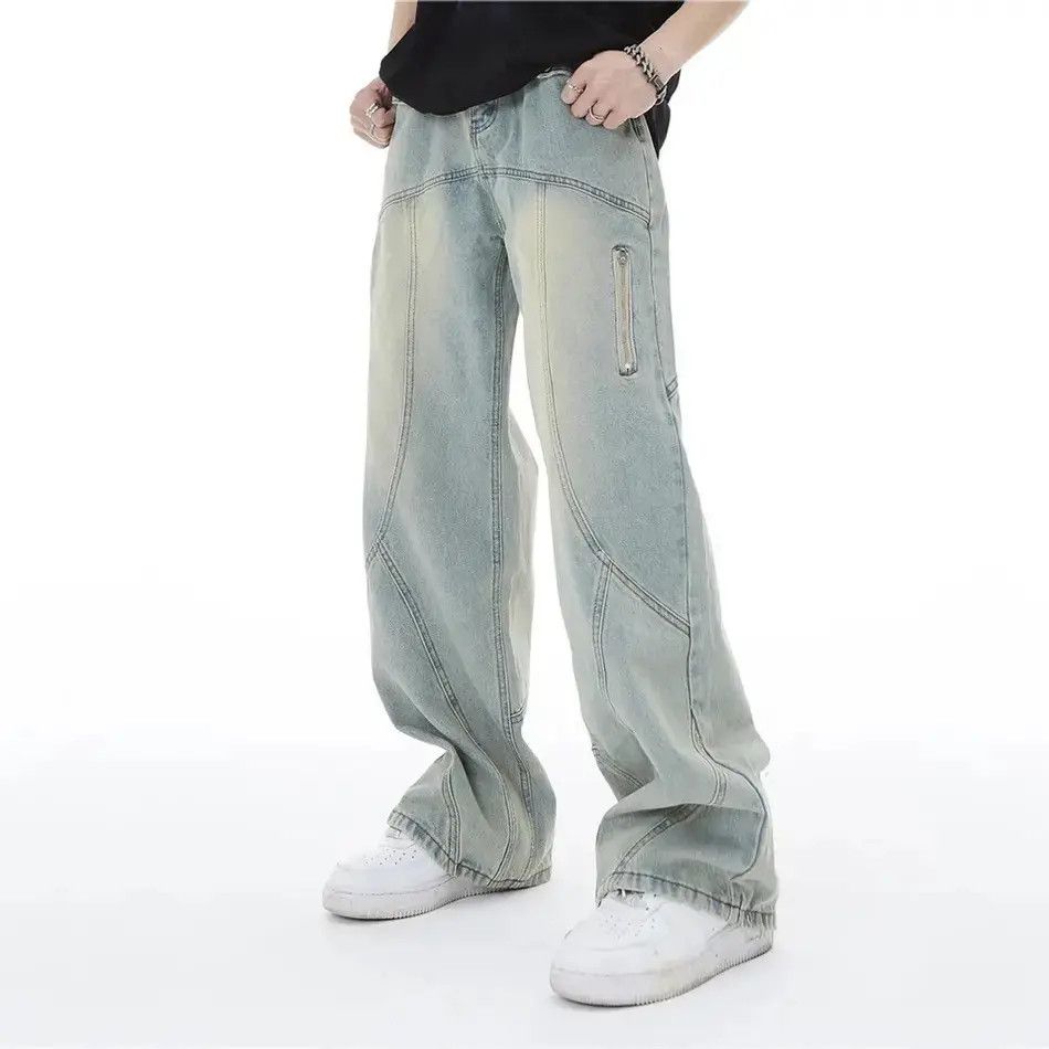 Japanese Brand × Jean Topstitched Seam Baggy Flared Jeans Men y2k Size US 32 / EU 48 - 1 Thumbnail