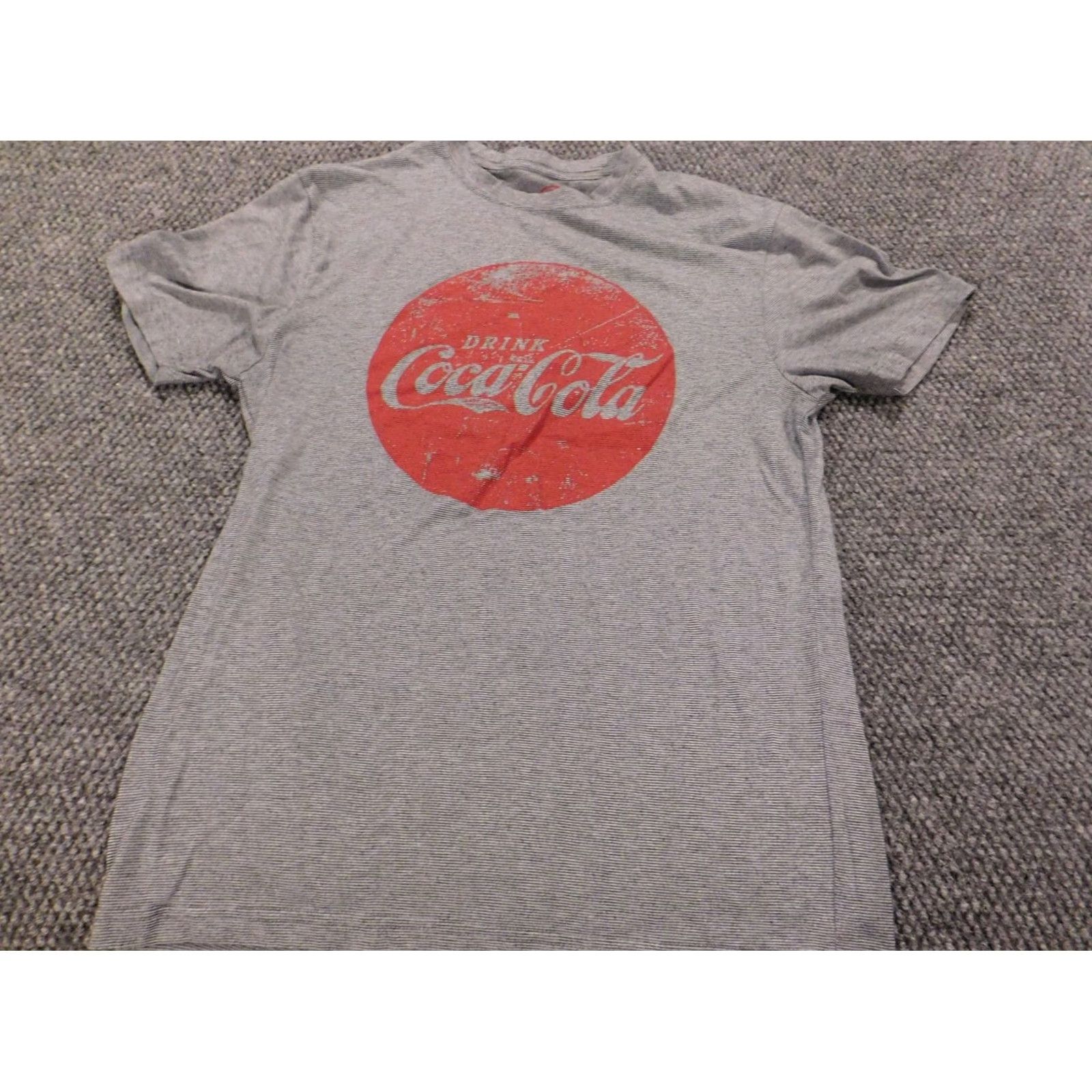 Vintage Coca-Cola Shirt Men Small Gray Striped Logo Crew Neck Short Sleeve T-Shirt Knit Cotton Polyester Logo Vintage No Size US S / EU 44-46 / 1 - 2 Thumbnail