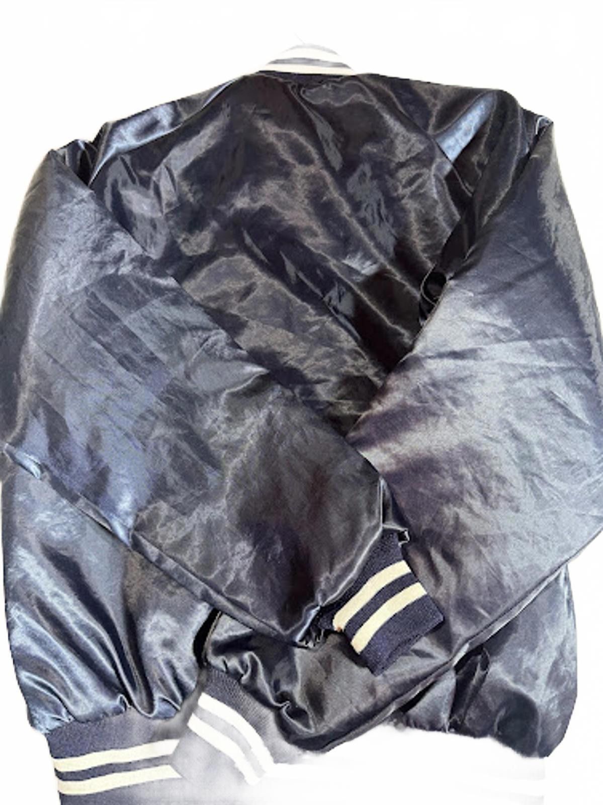 Wrangler Vintage Whang Satin Varsity Bomber Jacket Navy Blue Size US M / EU 48-50 / 2 - 2 Thumbnail