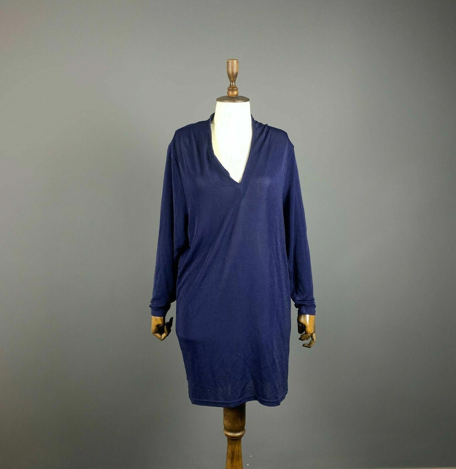 Gianni Valentino Ladies Ganni Blue Long Sleeve V-Neck A-Line Dress Size XS Size XS / US 0-2 / IT 36-38 - 1 Thumbnail