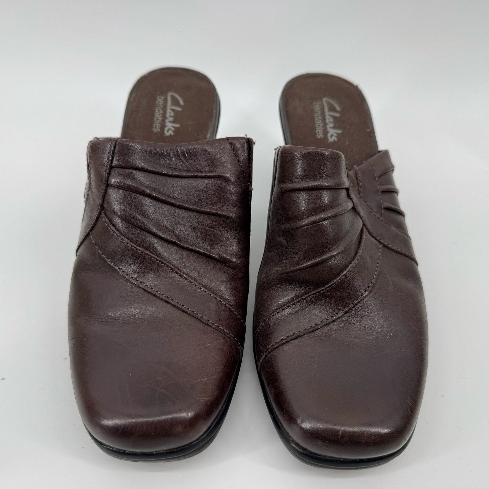 Clarks Clarks Bendables Brown Leather Mule Heels 7M Size US 7 / IT 37 - 3 Thumbnail