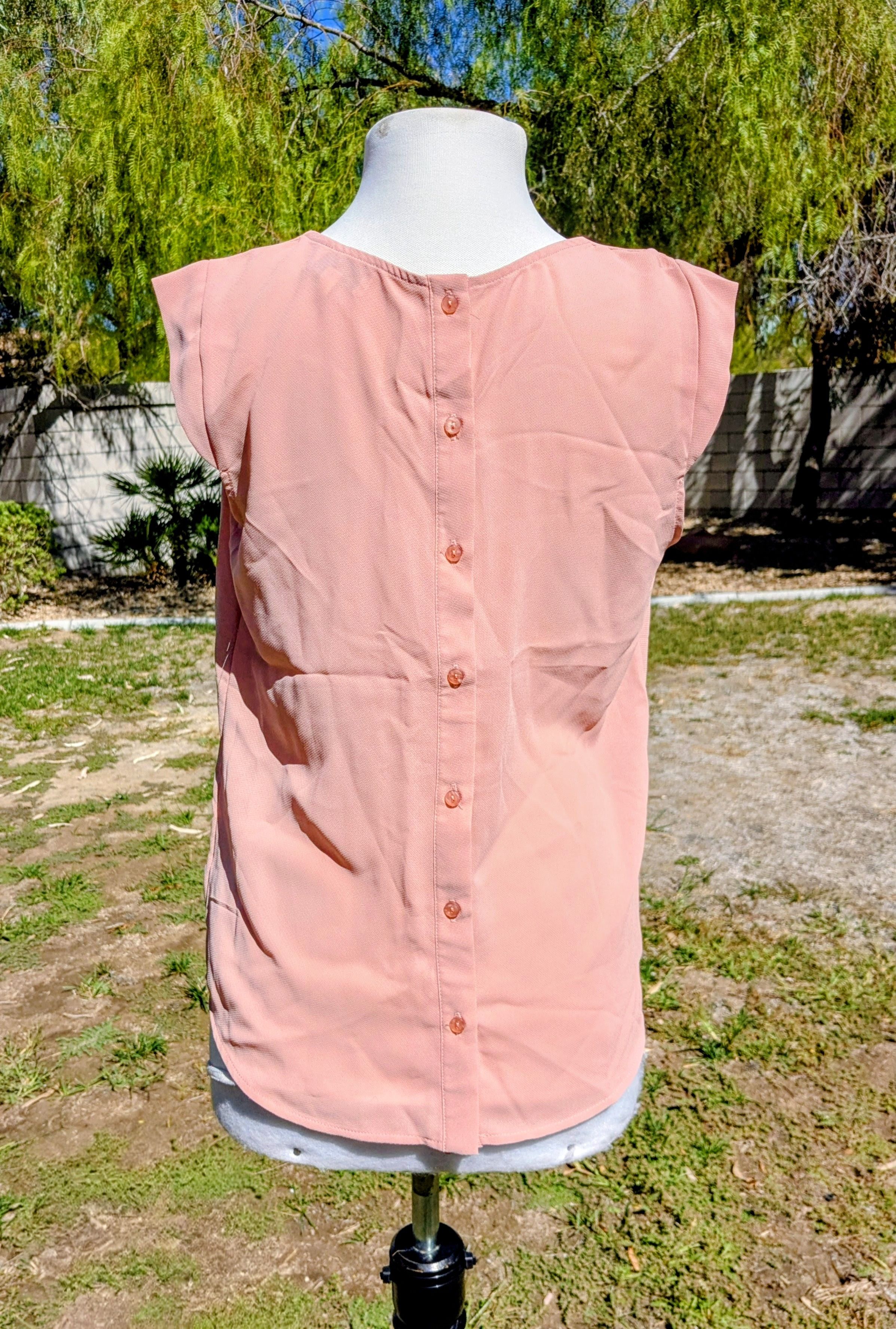 Other Twine & String Pink Flutter Sleeve Button Back Blouse Top Size M / US 6-8 / IT 42-44 - 4 Thumbnail