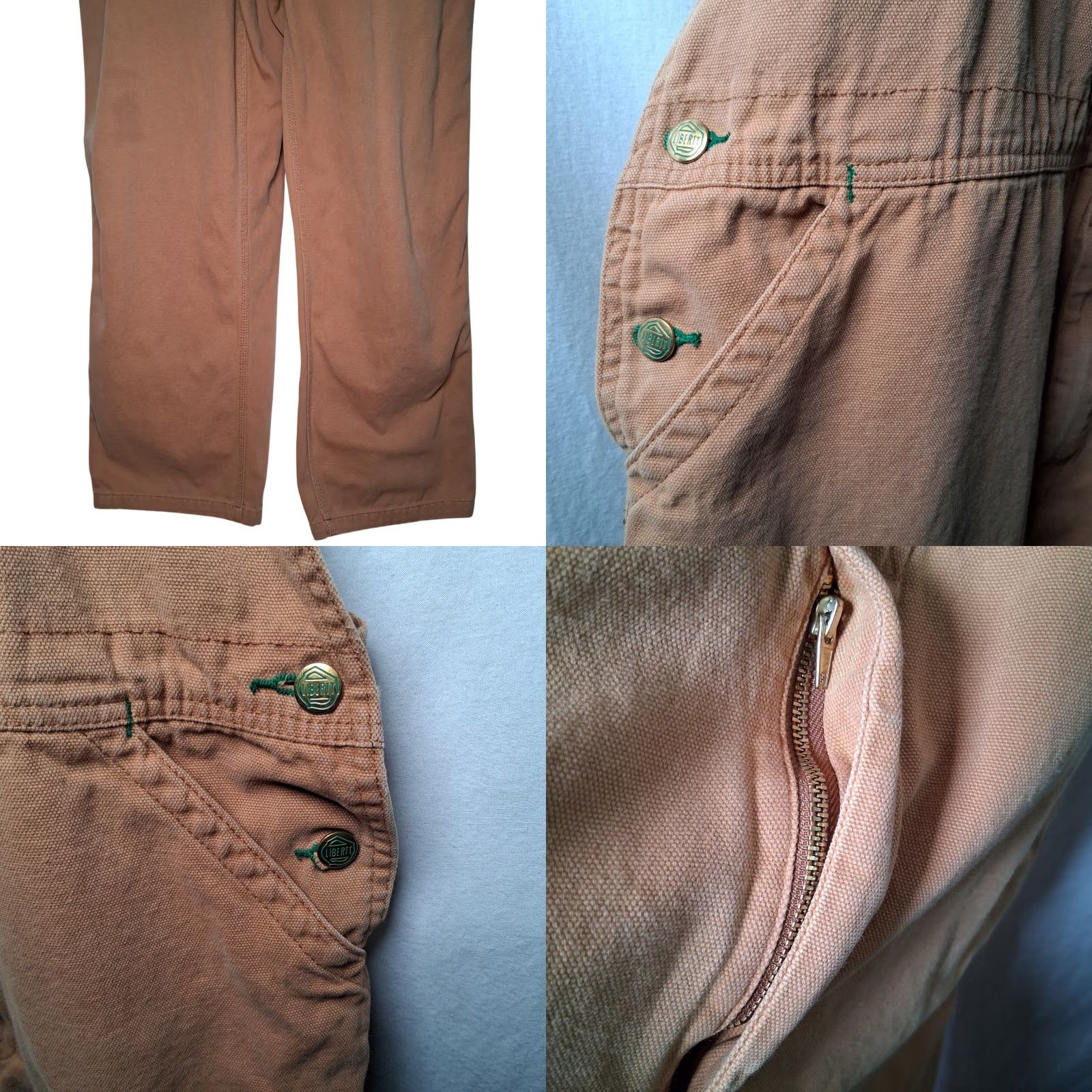 Vintage Liberty Overalls Men 42x28 Brown Canvas Carpenter Work Pants Workwear Bibs Bottoms Size US 42 / EU 58 - 8 Thumbnail