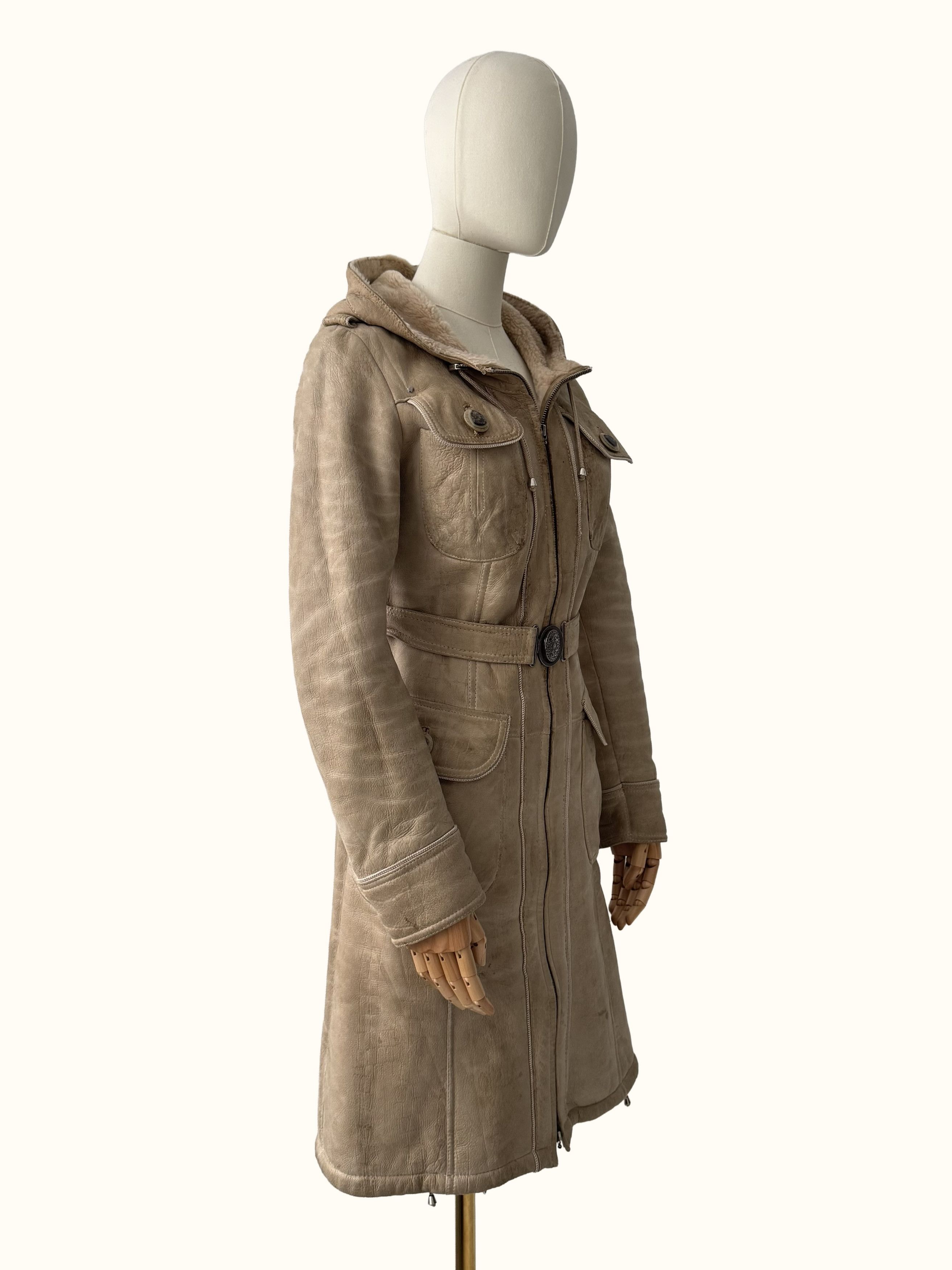 Vintage Vintage Real Shearling Coat With Hood And Belt (B250)D15E2 Size XS / US 0-2 / IT 36-38 - 3 Thumbnail