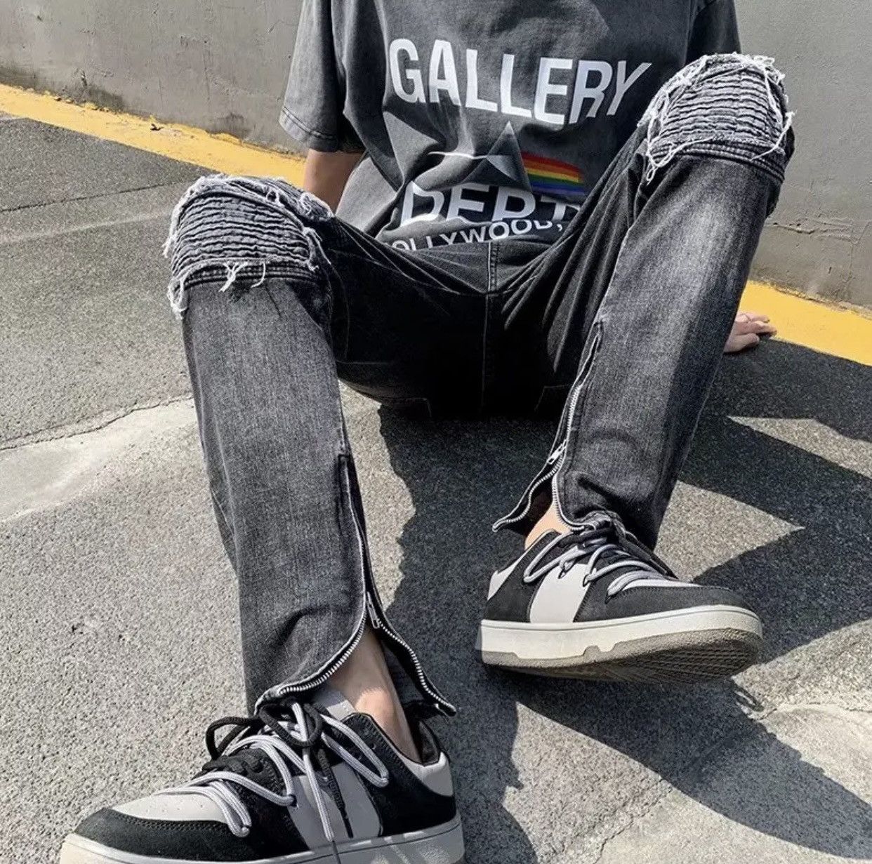 Denime × Jean Y2K Fashion Stretch Slim Ripped Jeans Pants Size US 34 / EU 50 - 5 Thumbnail