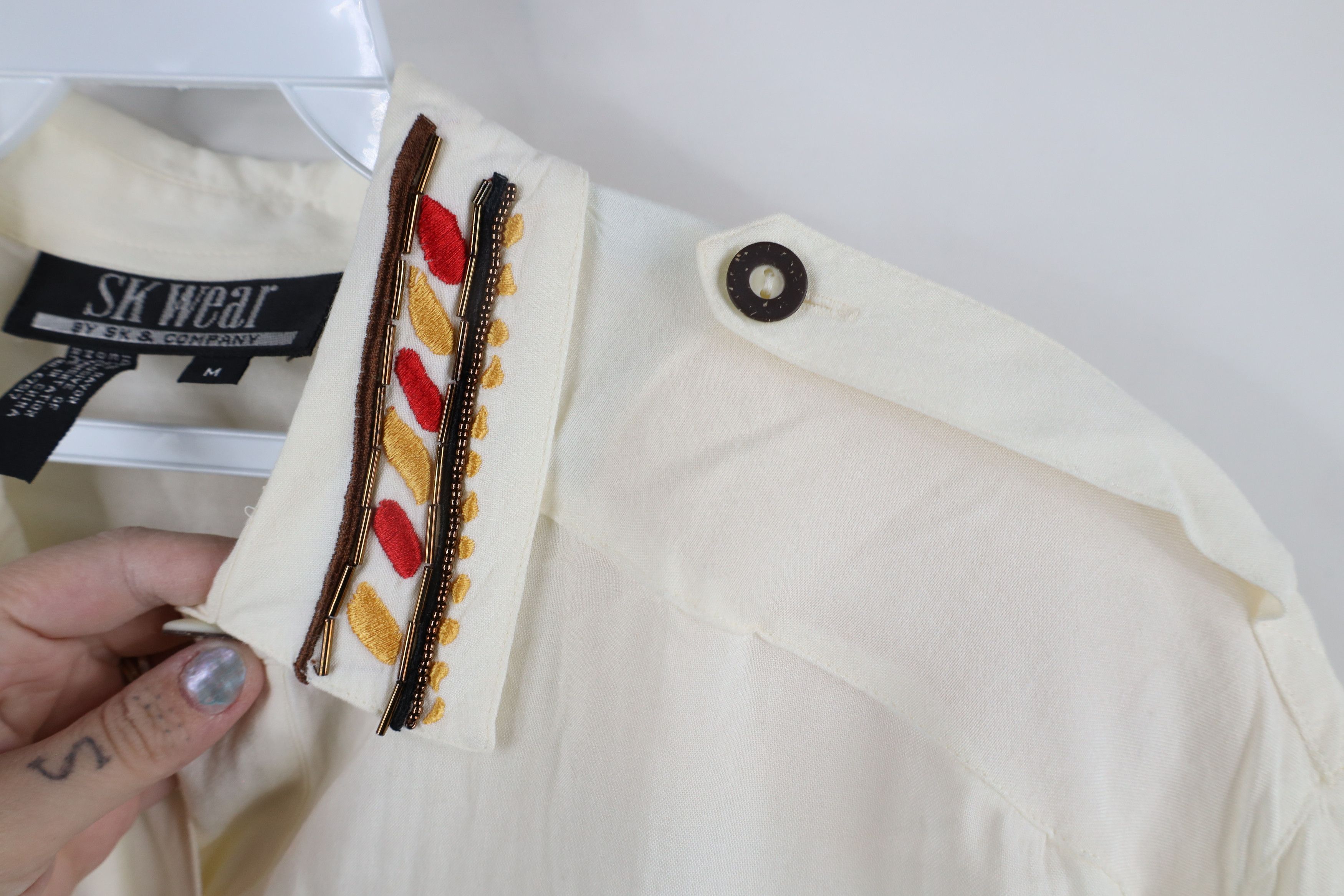 Vintage Vintage 90s Streetwear Beaded Military Style Button Shirt Size M / US 6-8 / IT 42-44 - 10 Thumbnail