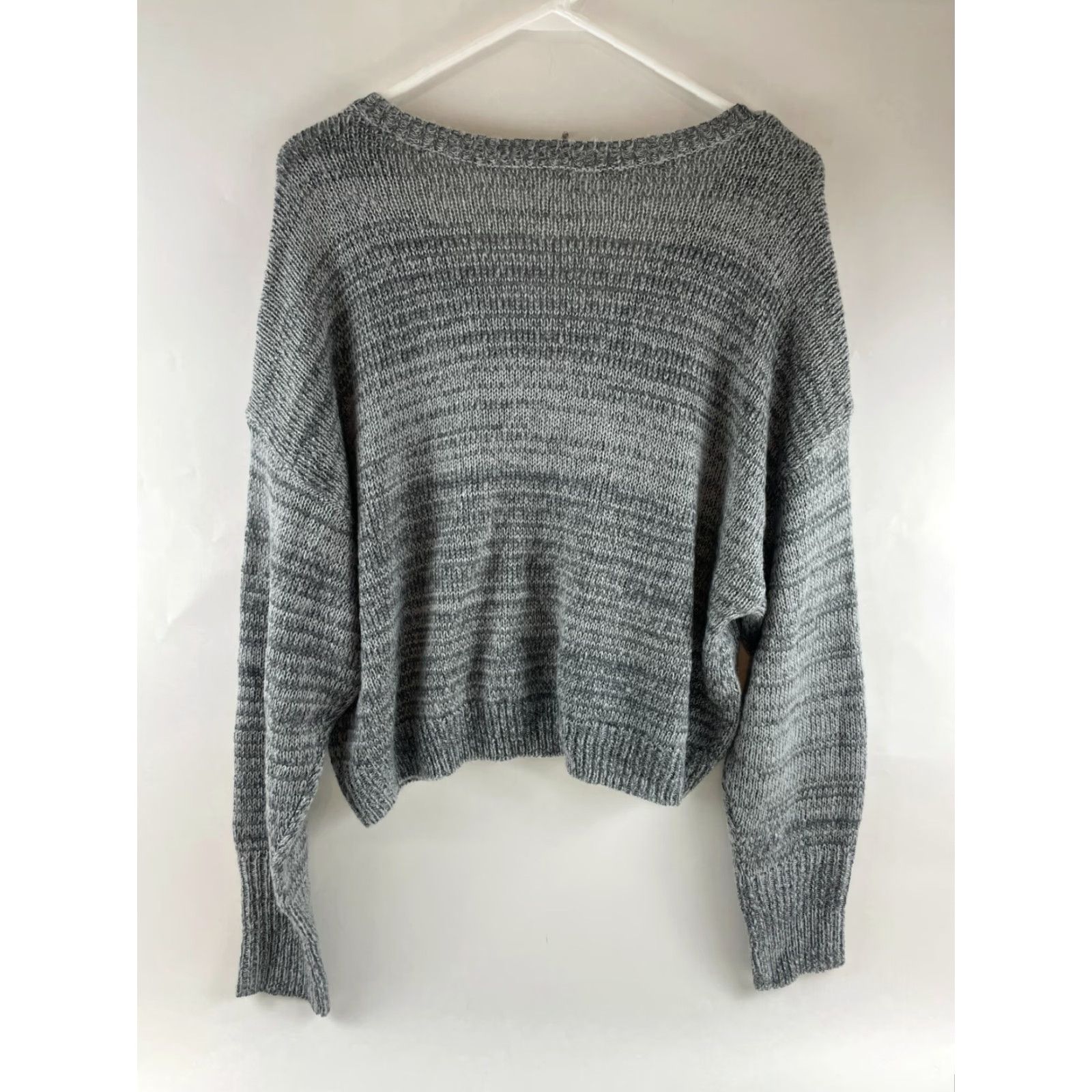 Vintage BP Sweater Women's XL Gray Cropped Long Sleeve V-Neck Pullover Size XL / US 12-14 / IT 48-50 - 2 Thumbnail