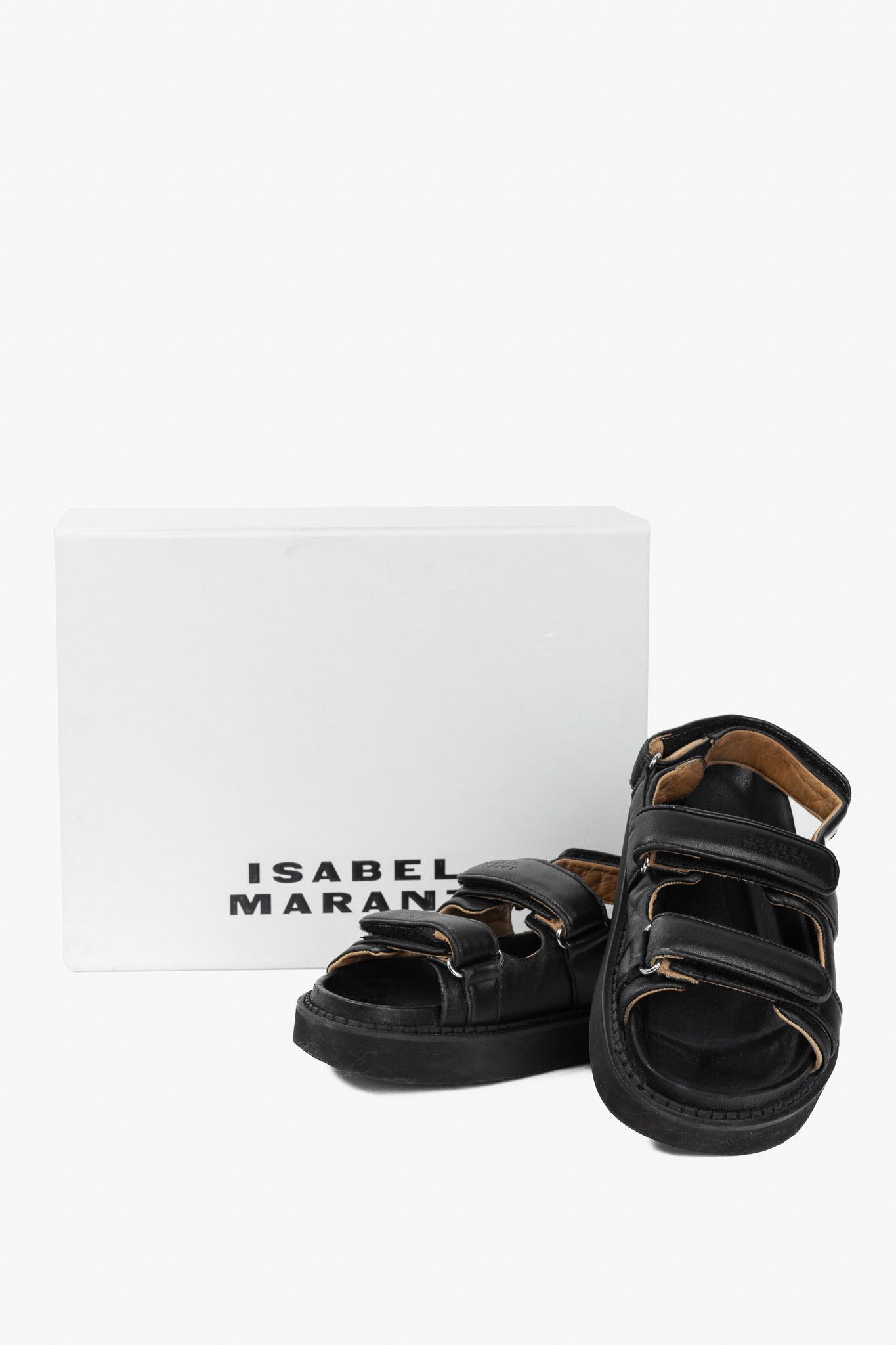 Isabel Marant Isabel Marant Madee Black Leather Padded Dad Sandals Size US 8.5 / IT 38.5 - 11 Thumbnail