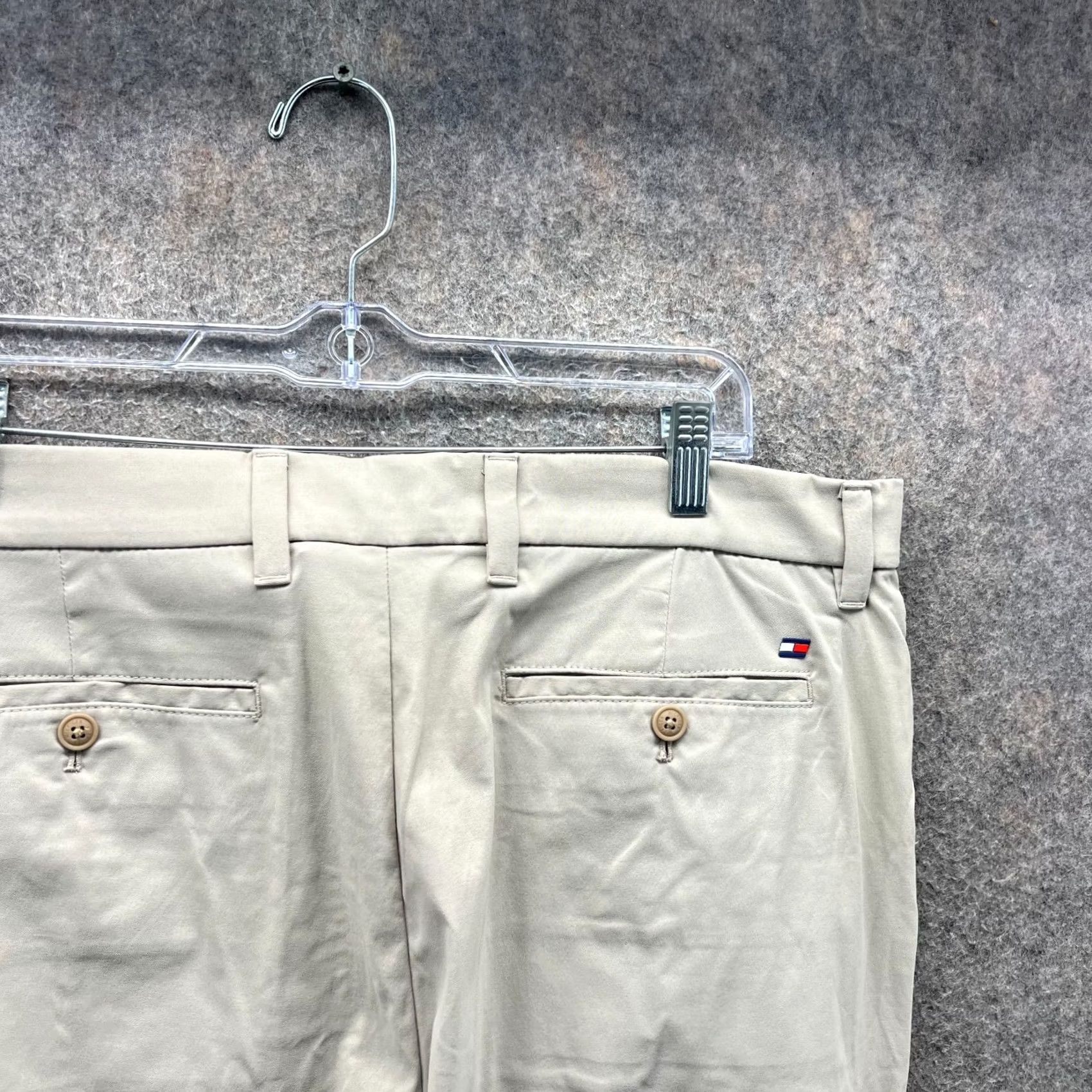Tommy Hilfiger VINTAGE Tommy Hilfiger Dress Pants Mens 36x32 Beige Chino Tan Trouser Sport Khaki Suitwear Tight Silhouette Regular Mens Beige Chino Pants 90s? Size 36R - 3 Thumbnail