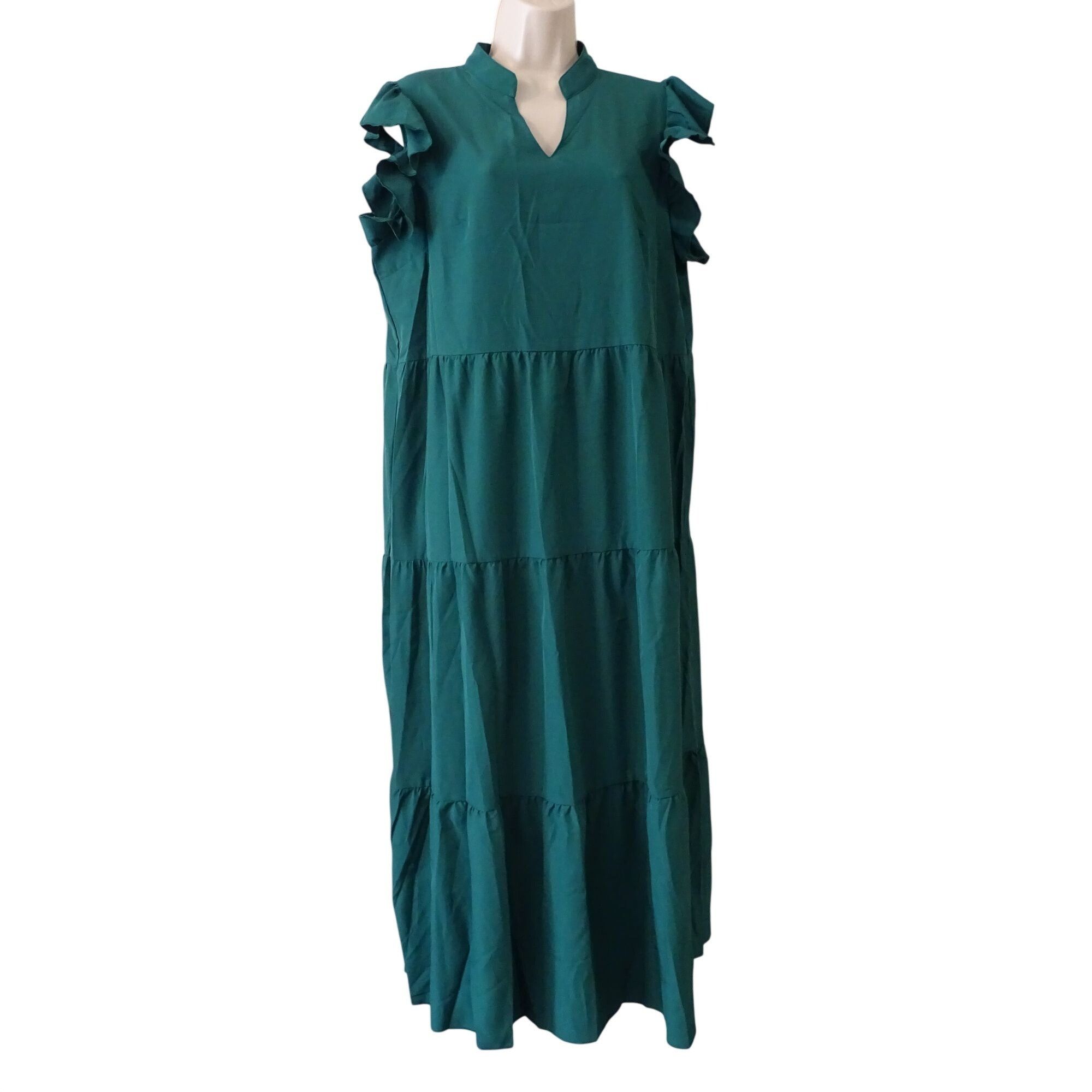 Shein Shein Green Ruffle Tiered Midi Maxi Dress Size L 8 10 Size L / US 10 / IT 46 - 2 Thumbnail