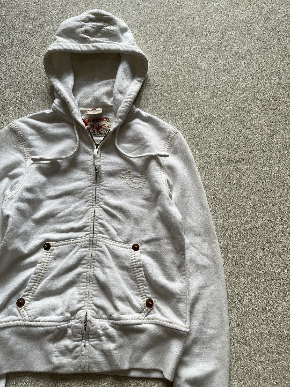 True Religion True Religion - Off white Zipper Hoodie Size S / US 4 / IT 40 - 3 Thumbnail