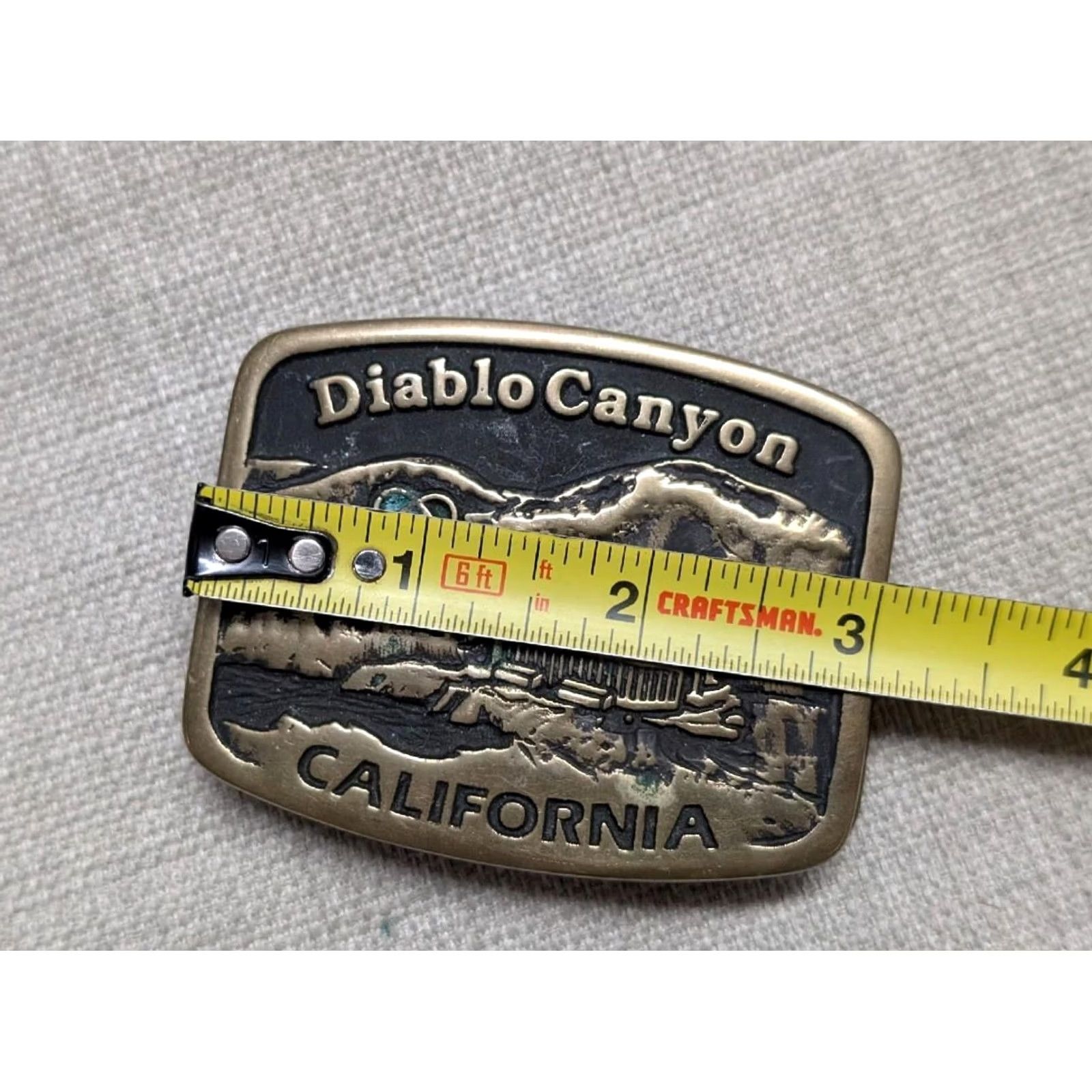 Vintage vintage DIABLO CANYON belt buckle NUCLEAR PLANT california SOLID BRASS anacortes Size ONE SIZE - 6 Thumbnail