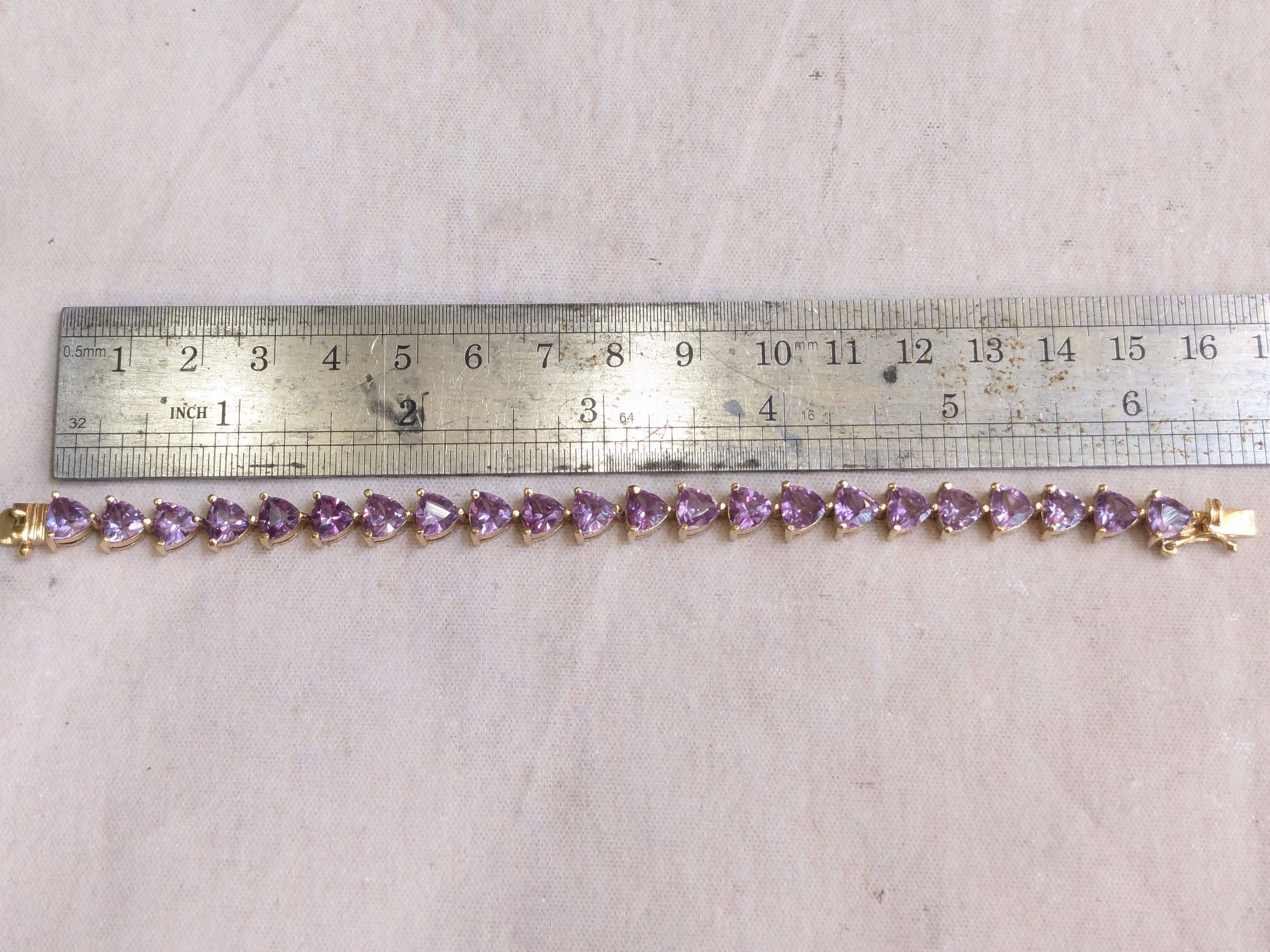 Sterling Silver Sterling Silver Tennis Bracelet Purple Alexandrite Gold 6.5" Size ONE SIZE - 16 Thumbnail