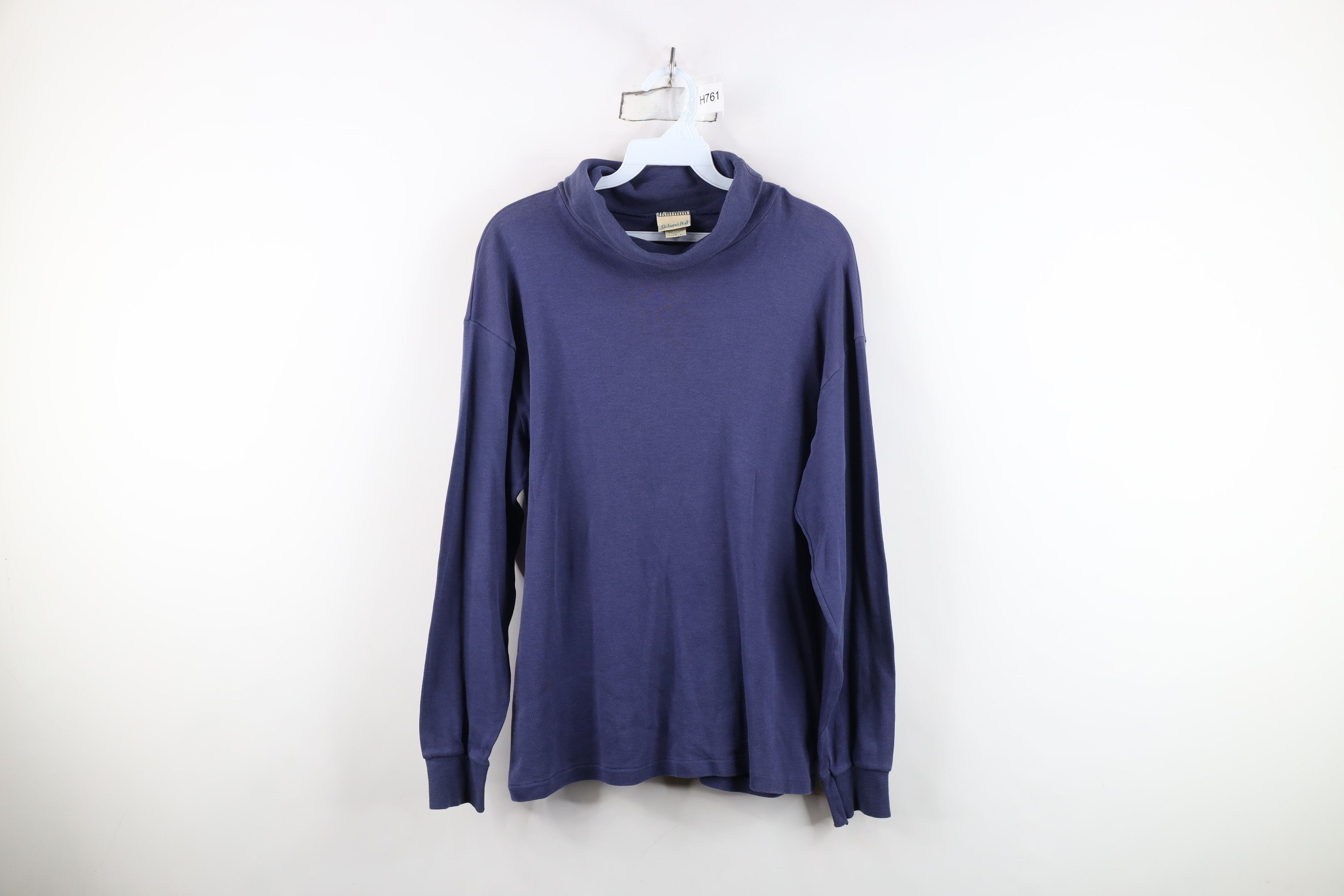 Vintage Vintage 90s Streetwear Turtleneck T-Shirt Blue Cotton USA Size US L / EU 52-54 / 3 - 1 Thumbnail