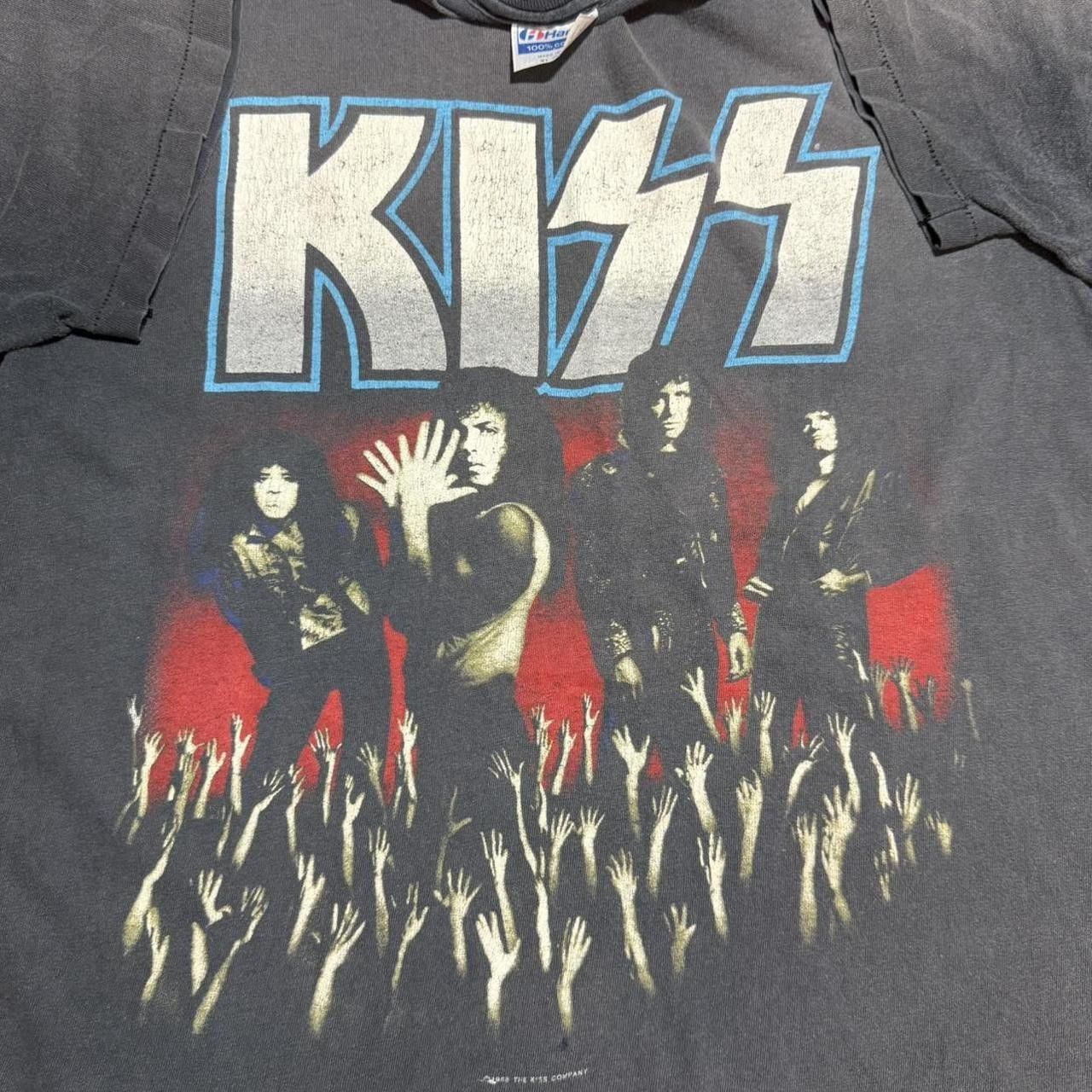 Vintage Vintage 1980s Kiss Live Tour Single Stitch Rock Band TShirt Size US XL / EU 56 / 4 - 3 Thumbnail