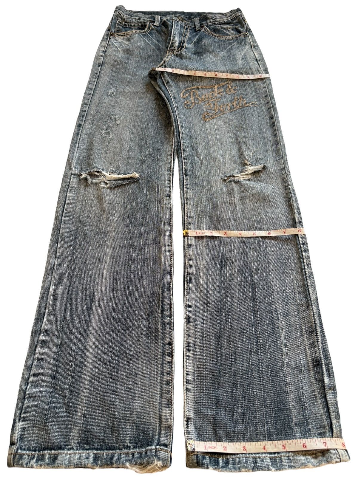 Japanese Brand Vintage Japanese Brand Faded Wash Distressed Rip Loose Jean Size US 27 - 14 Thumbnail