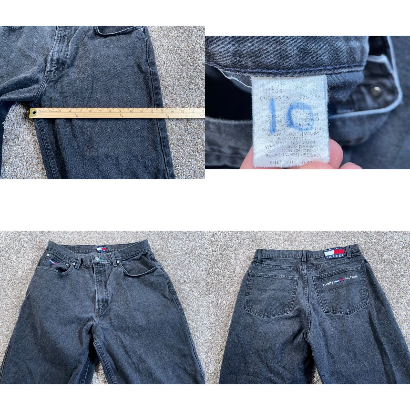 Tommy Hilfiger VINTAGE Tommy Hilfiger Jeans Men's Tapered Leg Black Denim 90s Retro Hip Hop Relaxed Fit 34x30 Size US 34 / EU 50 - 8 Thumbnail