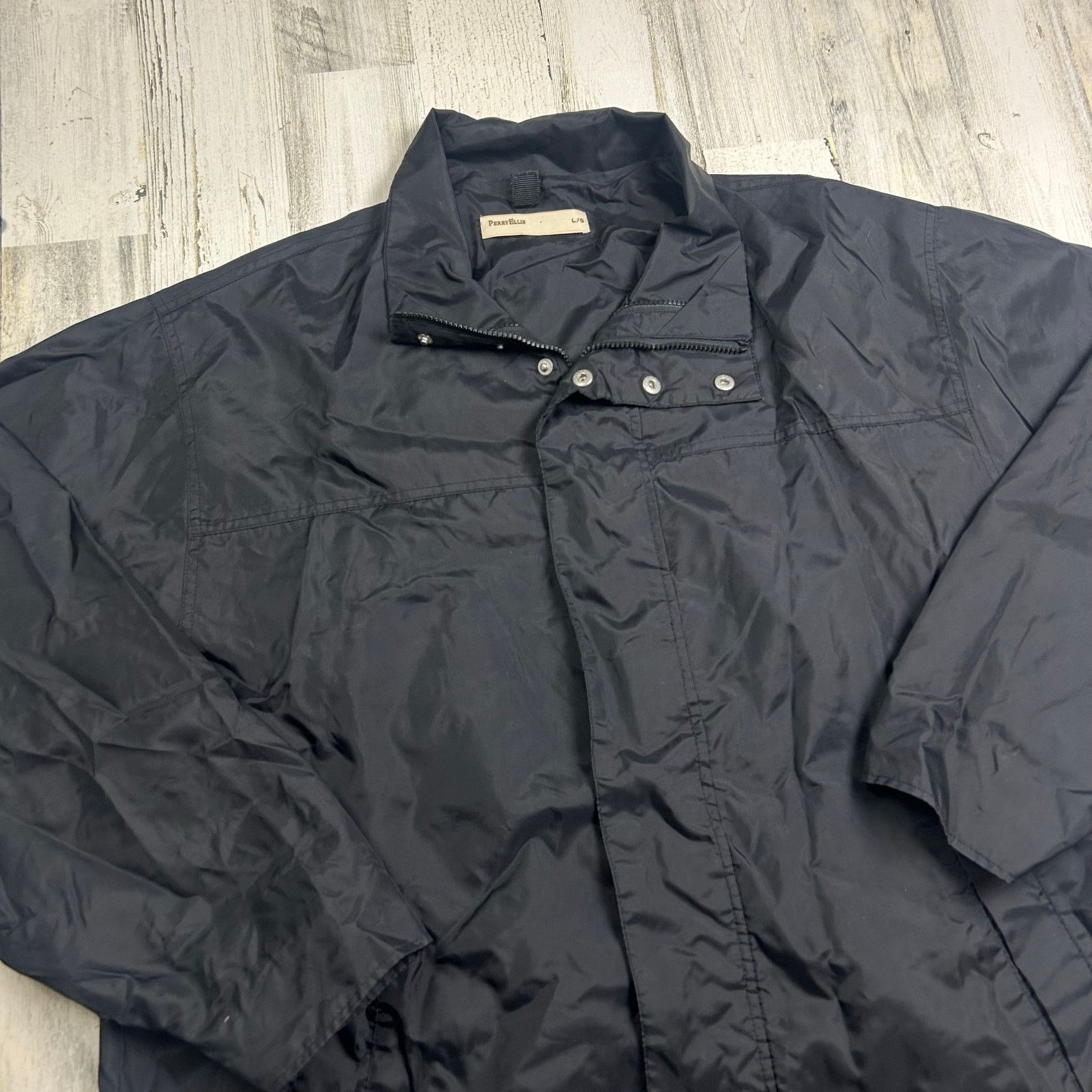 Perry Ellis × Vintage Perry Ellis Solid Black Men's Jacket Size US L / EU 52-54 / 3 - 2 Thumbnail