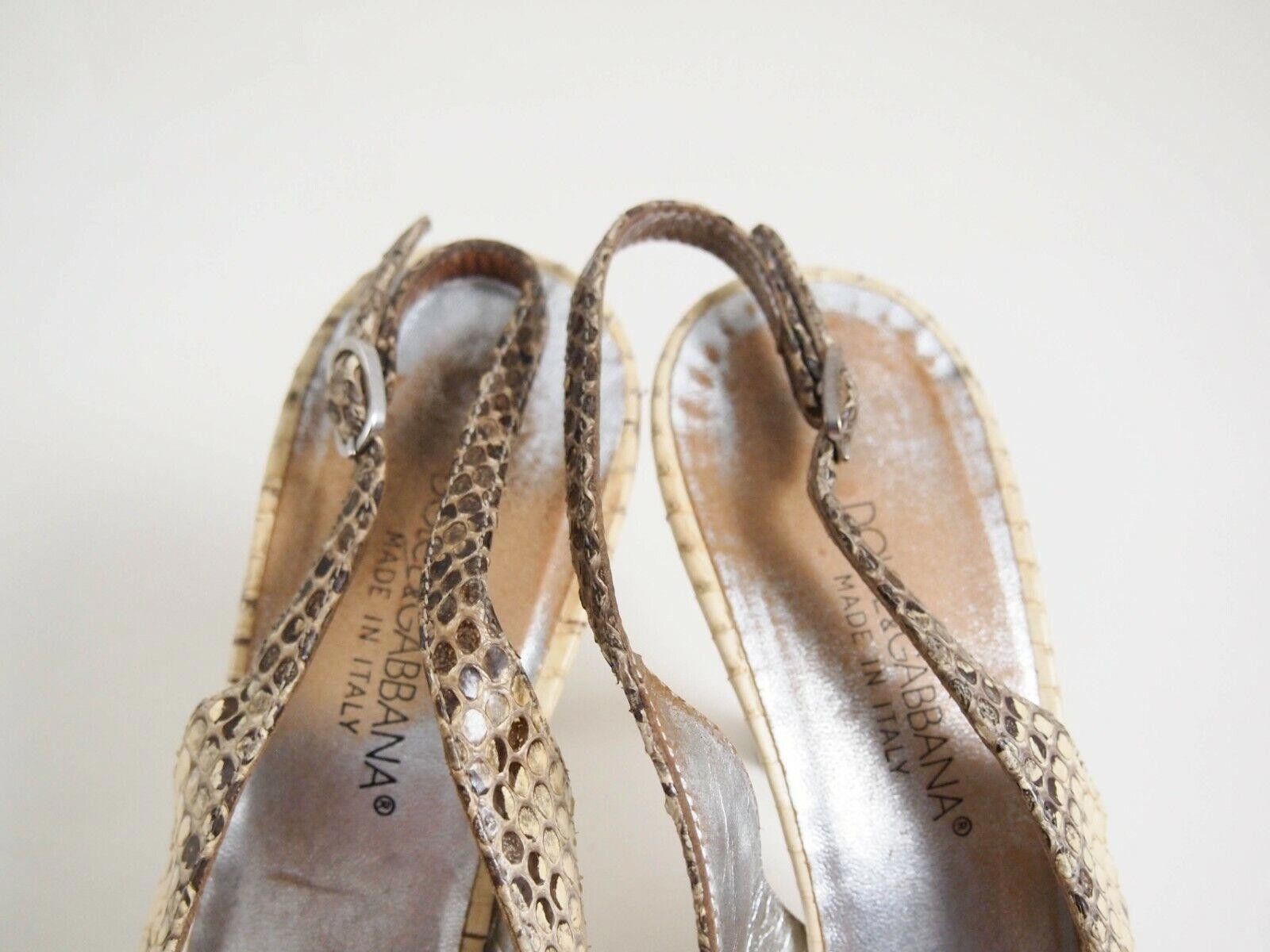 Designer Dolce Gabbana Slingback Heels Sandals Python US 5 EU 35 $920 Size US 5 / IT 35 - 5 Thumbnail